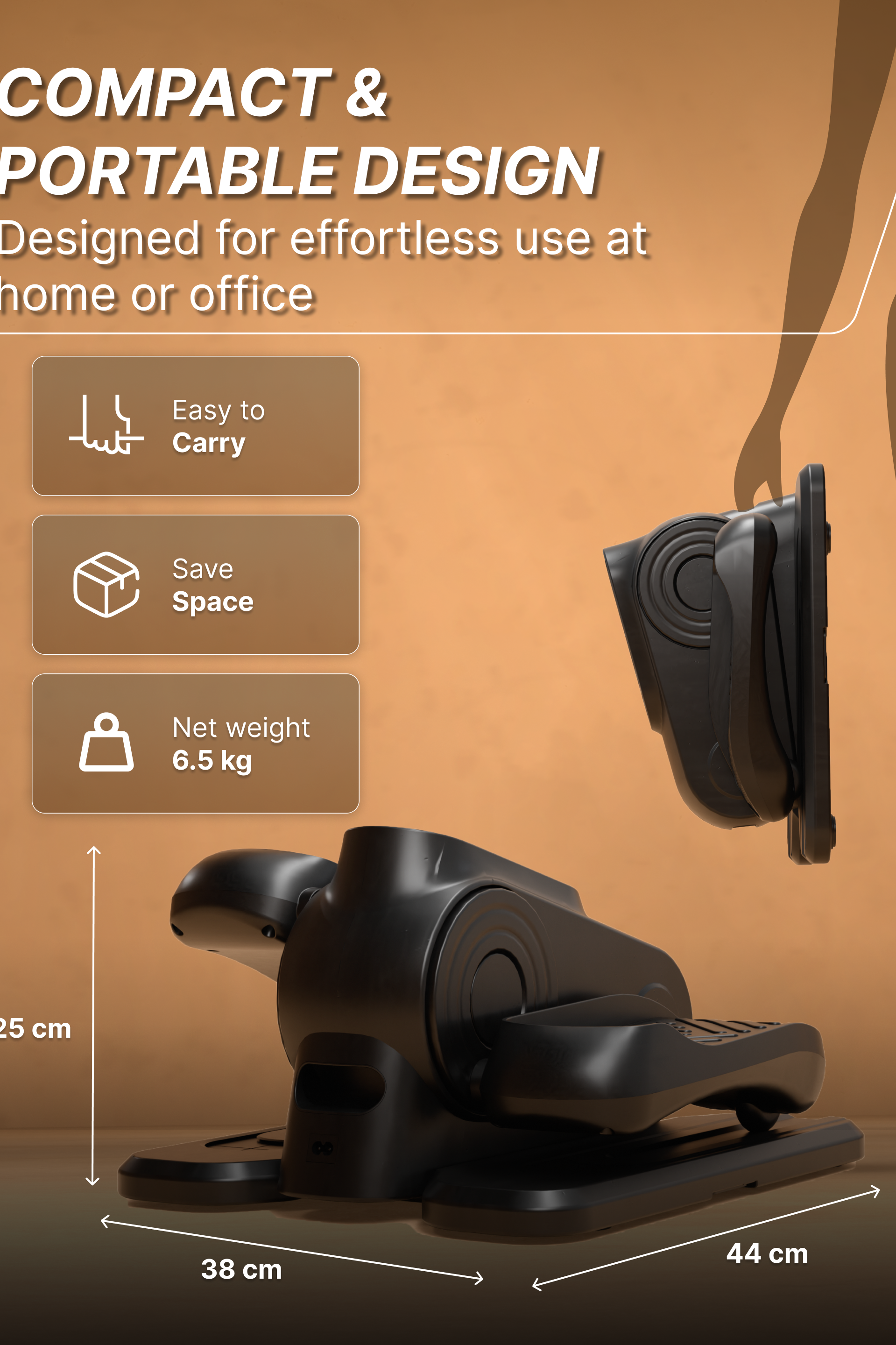 Cult Under Desk Mini Elliptical Exercise Machine | Brushless Motorised with Forward & Reverse Pedaling | 12 Adjustable Speeds with 3 workout Modes | Easy Home Workout | Suitable for Adult to Senior citizen | Joint Recovery & Improve strengthening