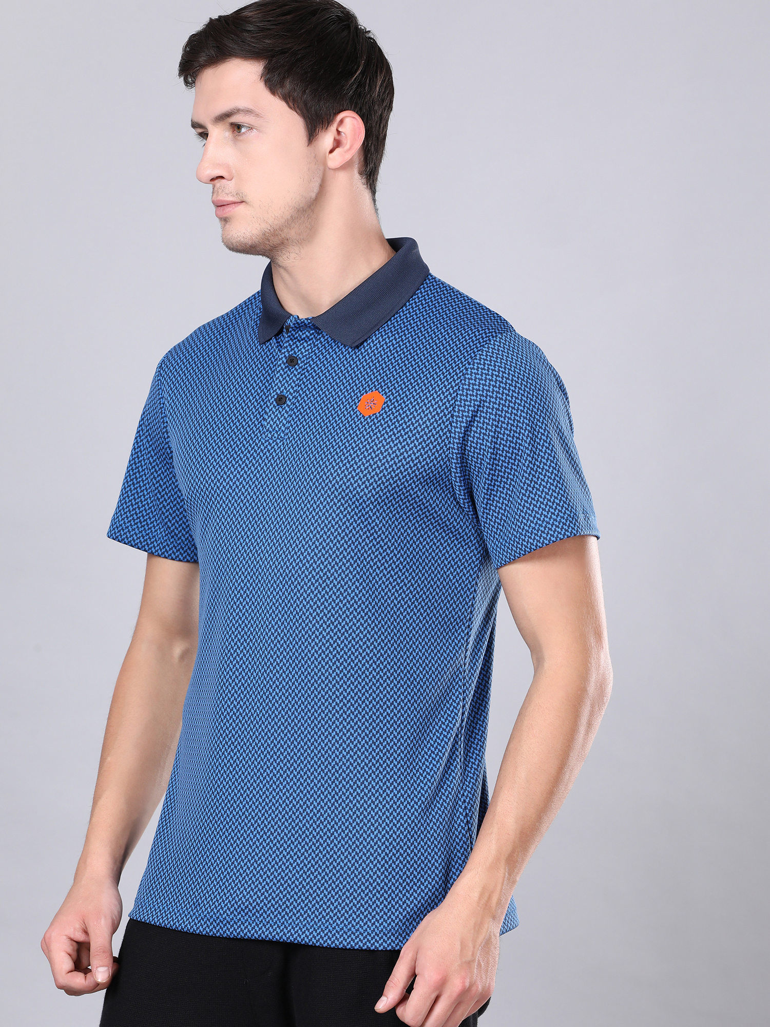 Signature Micro Prints Blue Polo
