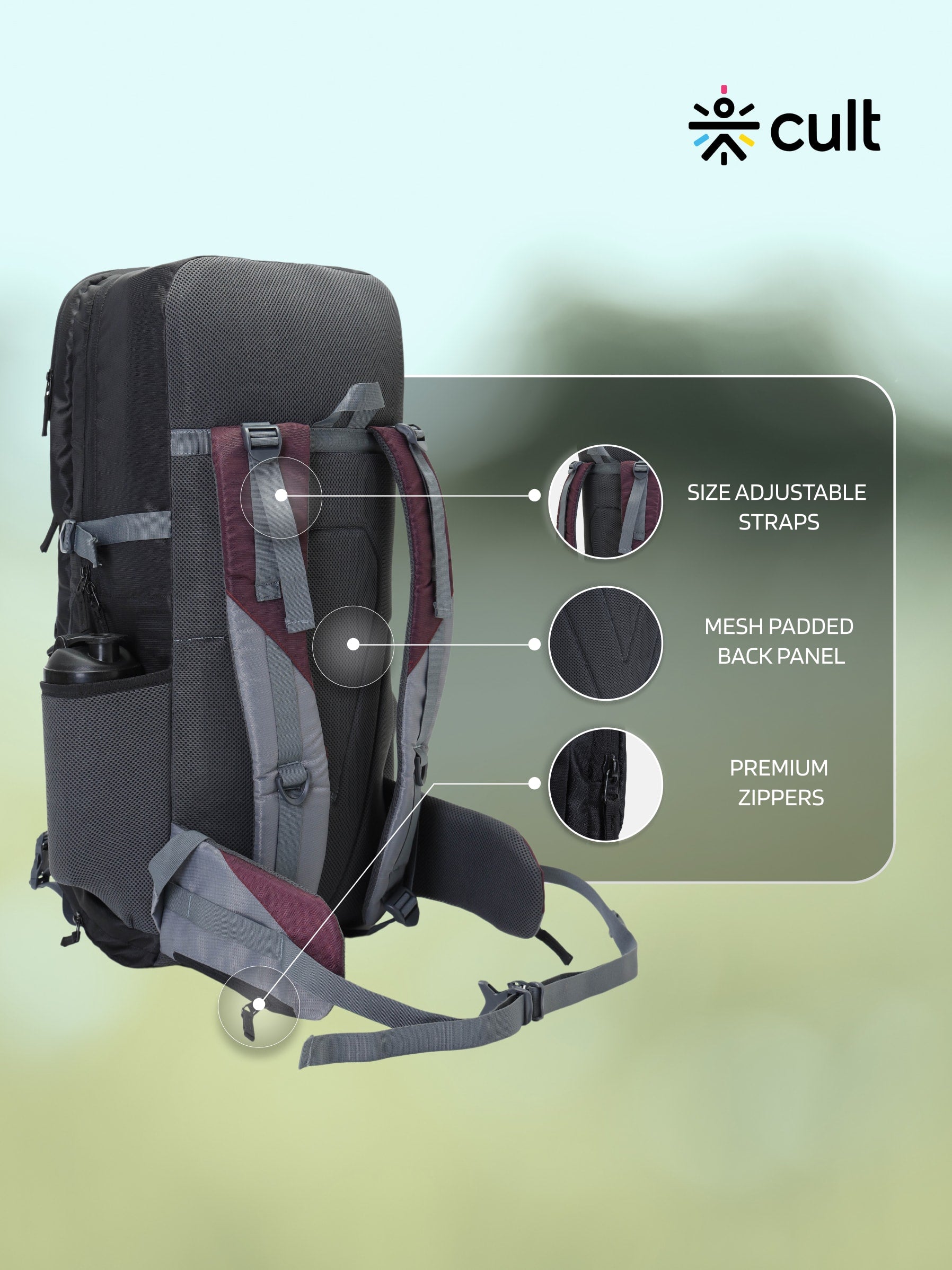 Travel Rucksack 60 L Maroon