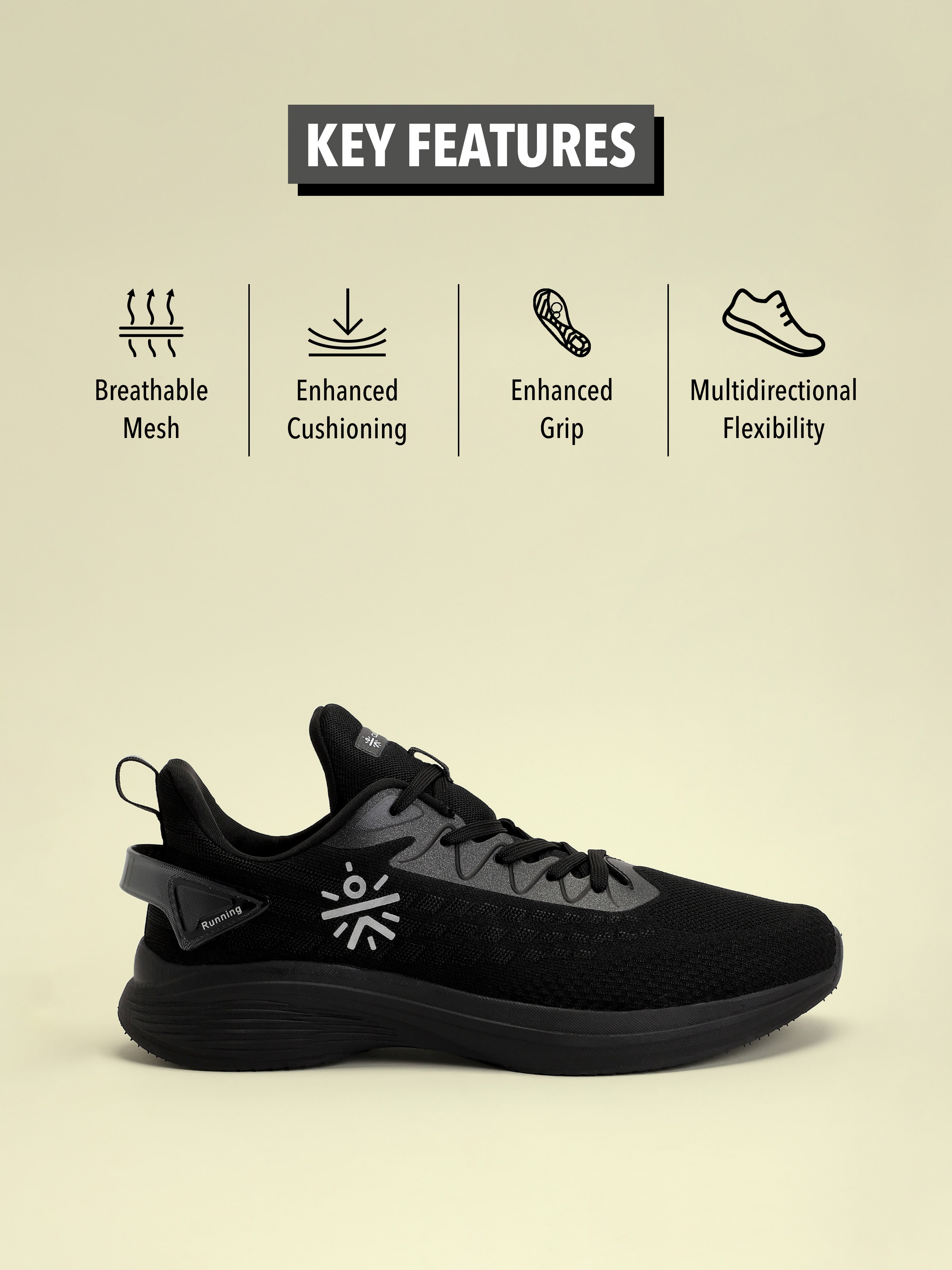 cult Active Men Running Shoes - Black