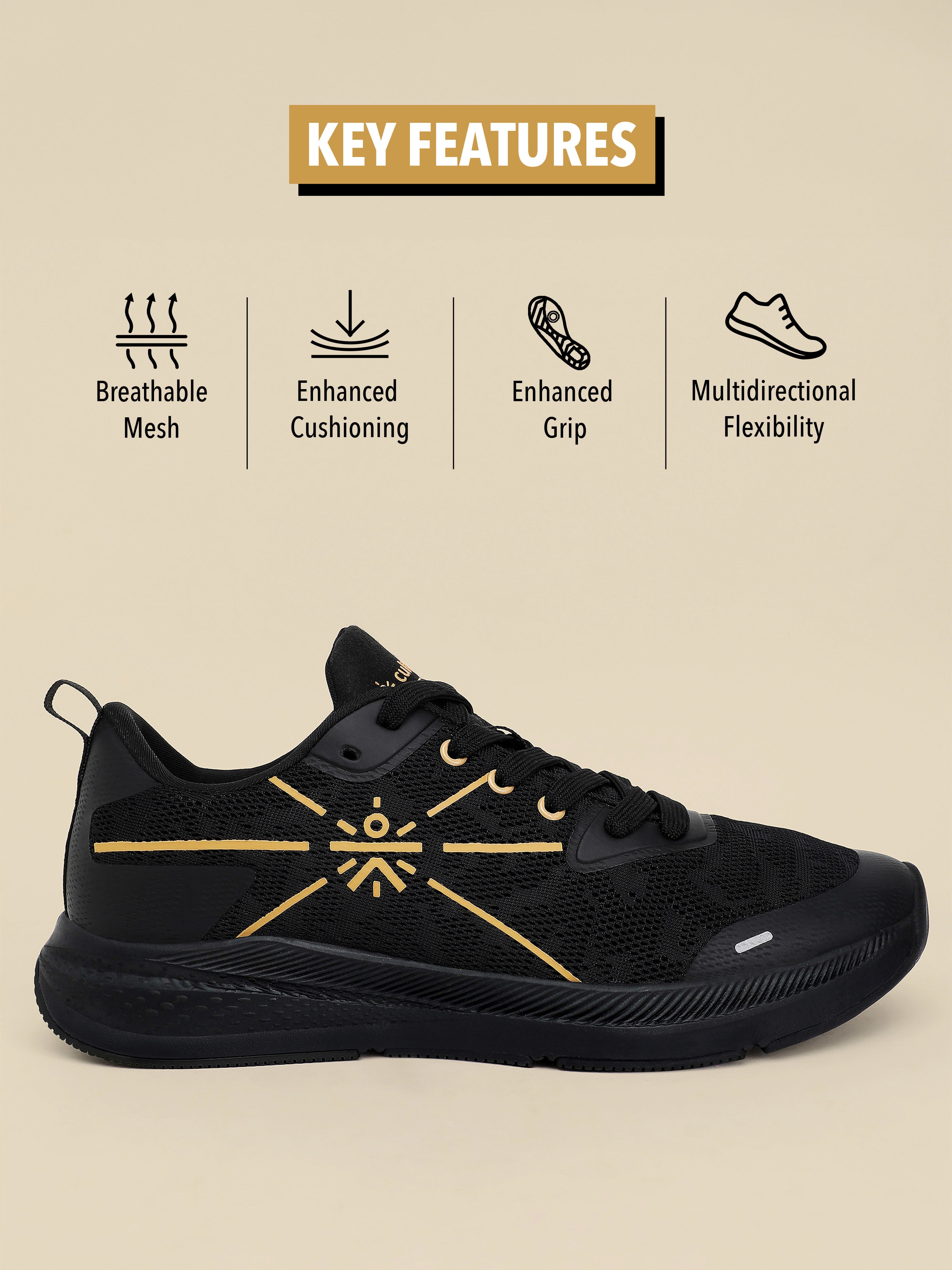 cult Flomo Men Running Shoes - Black/Gold