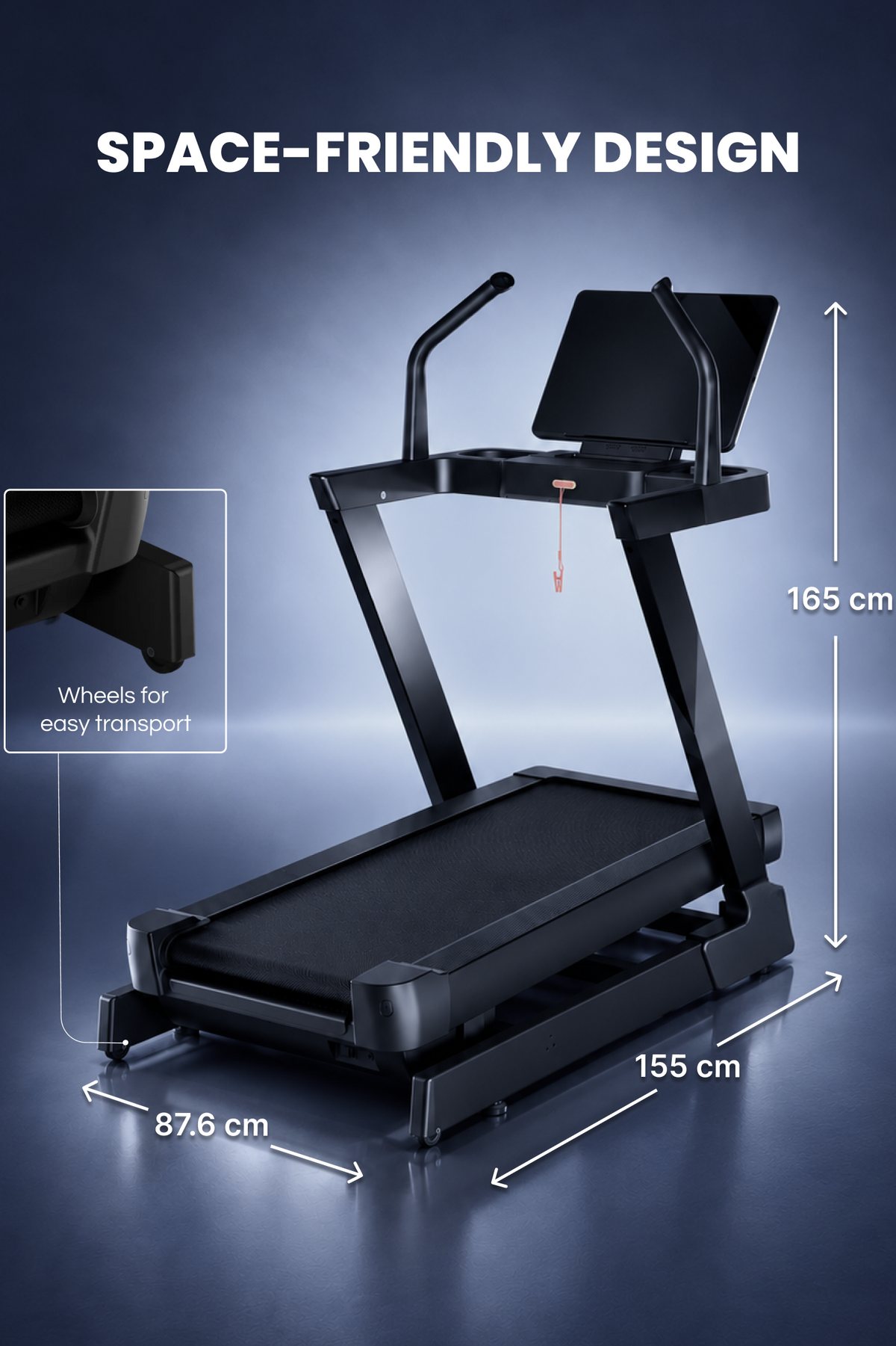 Cult Optima Motorized Treadmill | 48 Levels Incline & 6 Level Decline| Max Speed - 22 km/hr | Max Weight - 150kgs | Shock Absorption for Knee Protection | LED Touchscreen | Wireless Charging | Black