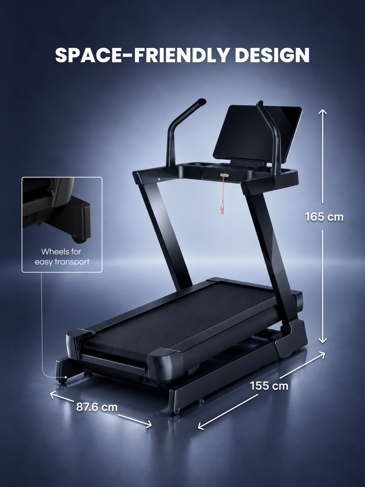 Cult Optima Motorized Treadmill | 48 Levels Incline & 6 Level Decline| Max Speed - 22 km/hr | Max Weight - 150kgs | Shock Absorption for Knee Protection | LED Touchscreen | Wireless Charging | Black