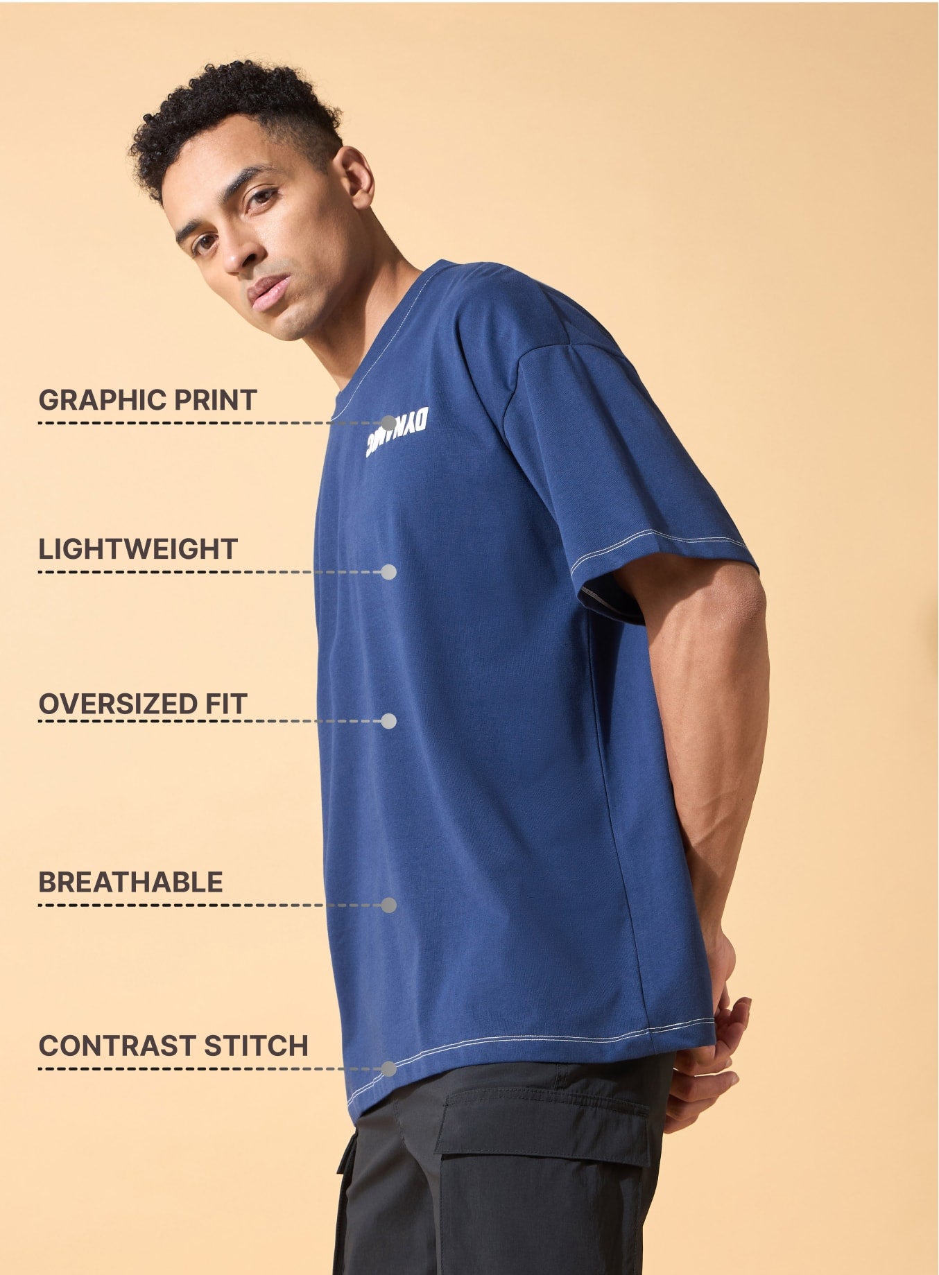 Dynamic Reverse Print Oversized T-shirt