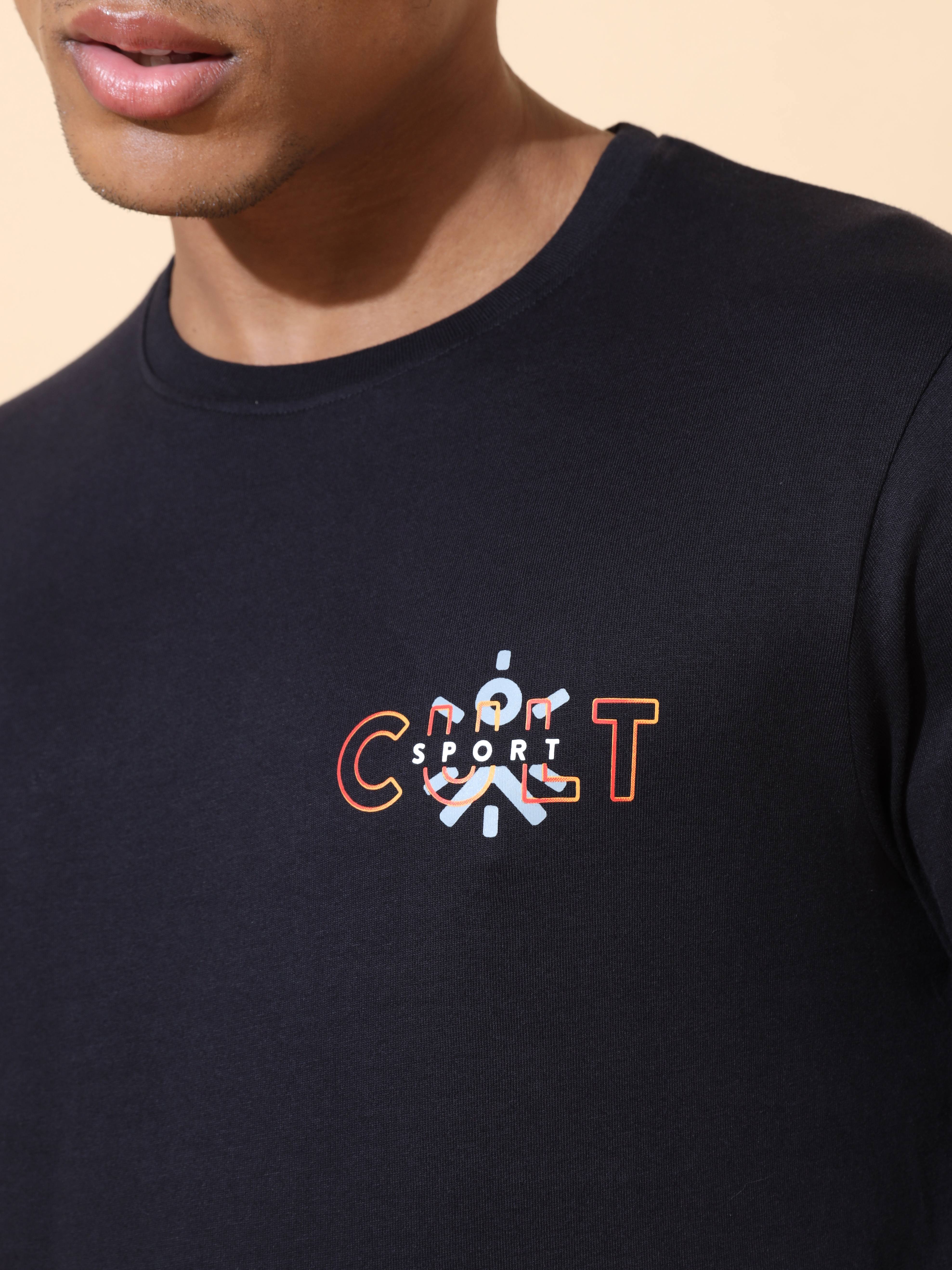 Solid Comfort T-shirt with Chest Graphic