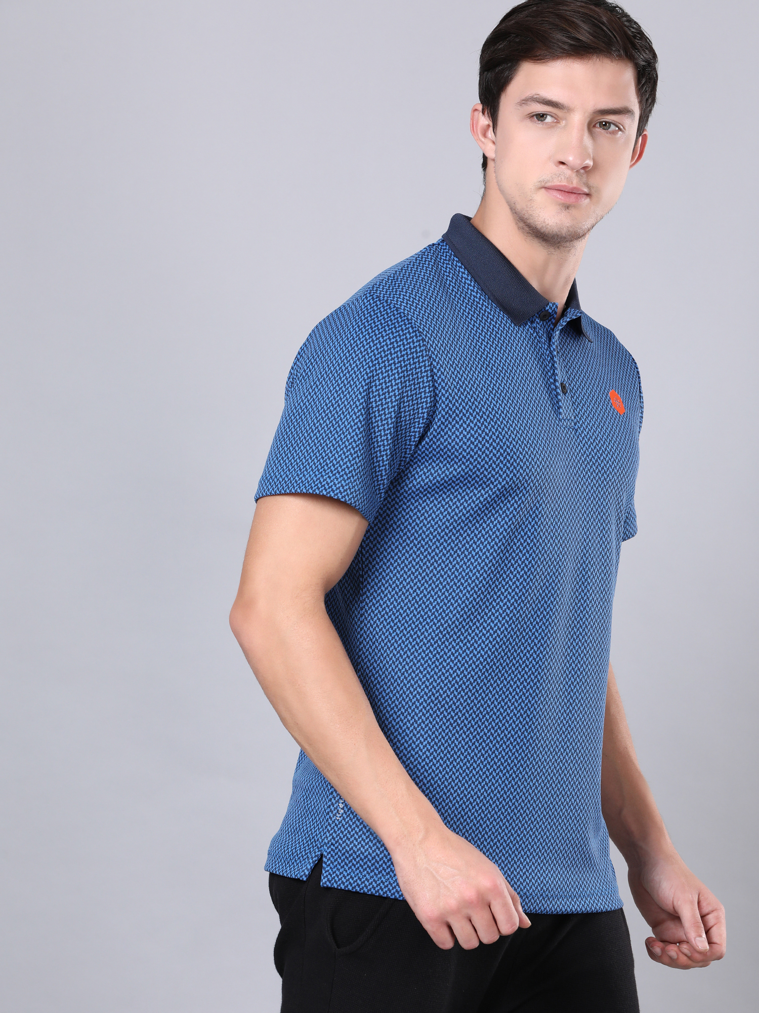 Signature Micro Prints Blue Polo