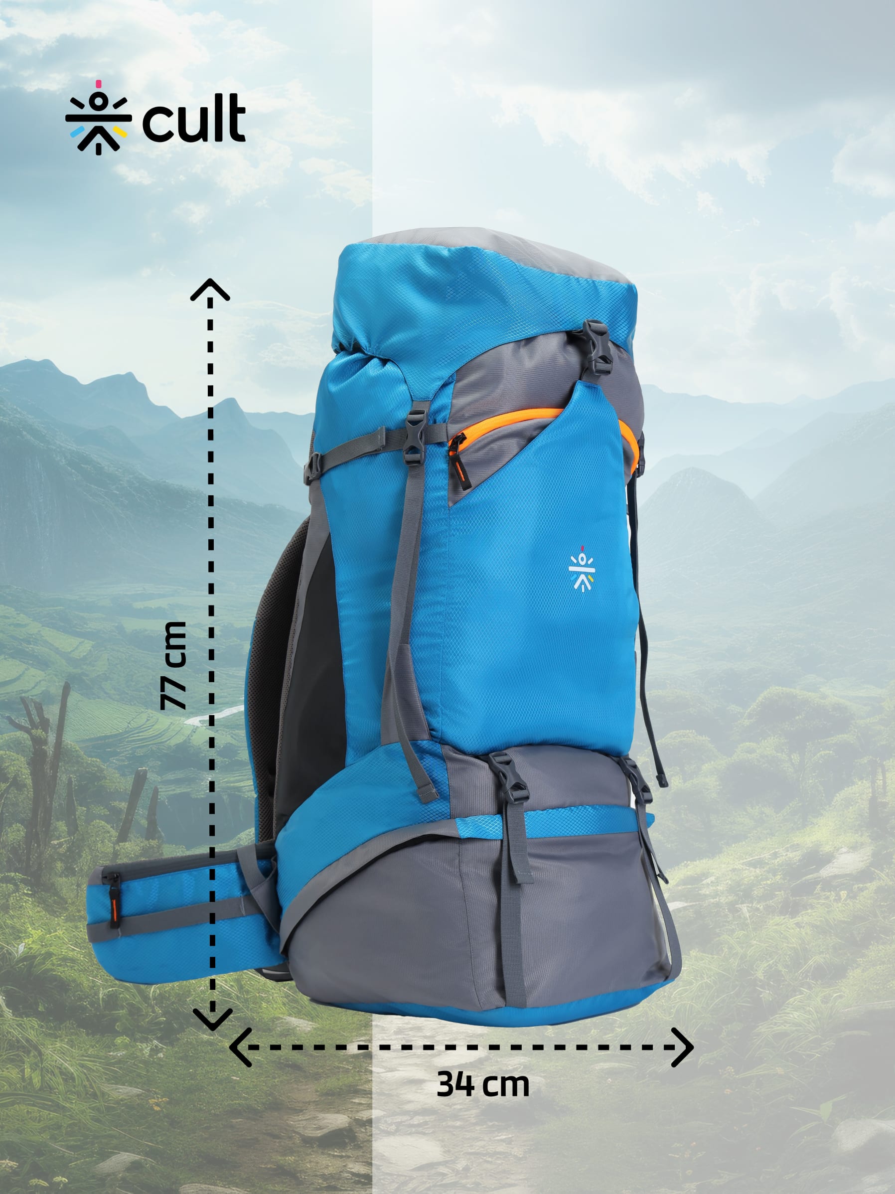 Travel Trekking Rucksack 75 L Blue
