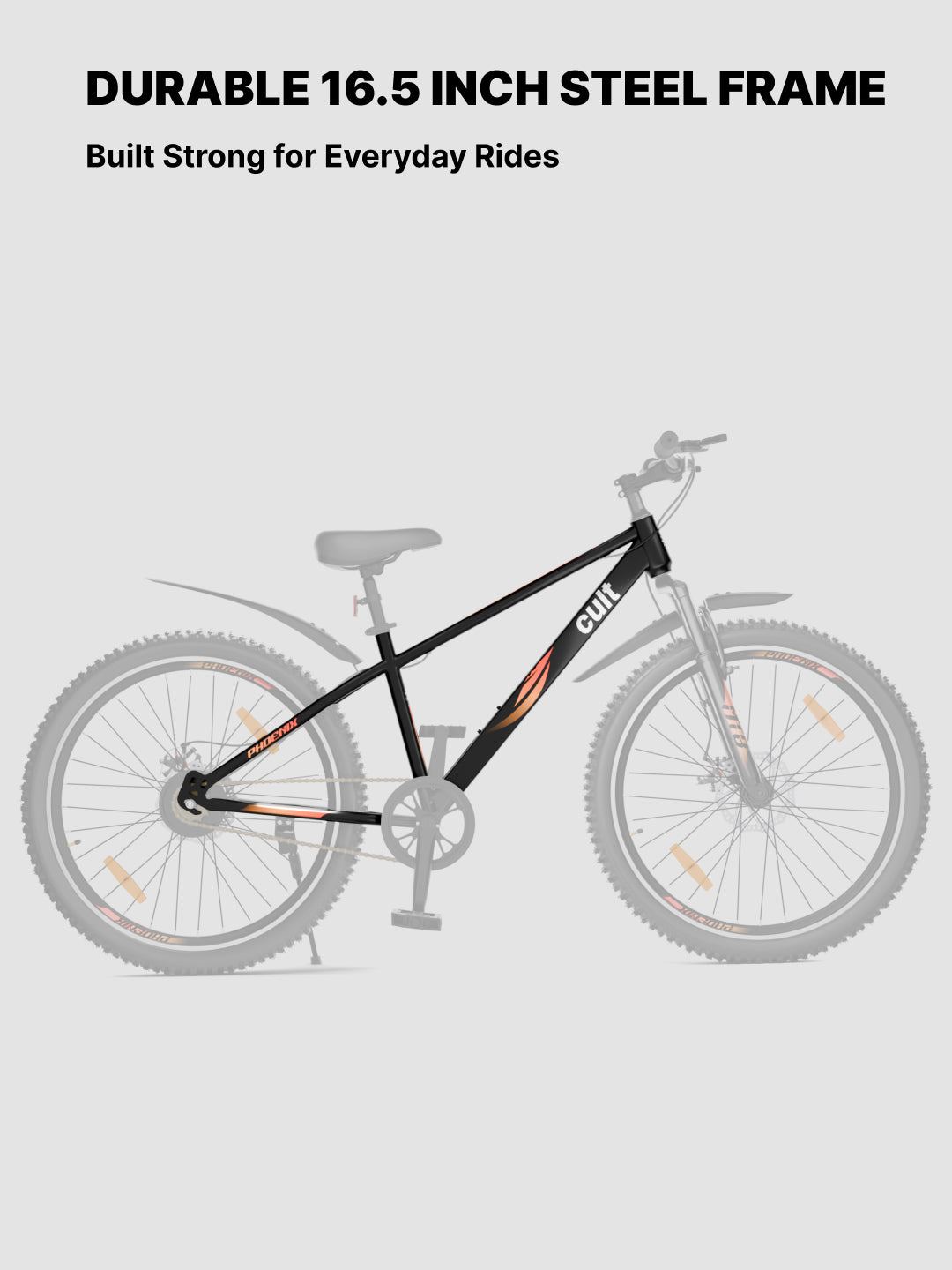 Cult Phoenix 29 inch Steel Mountain Bike with Dual Disc Brake and Front Suspension, Black