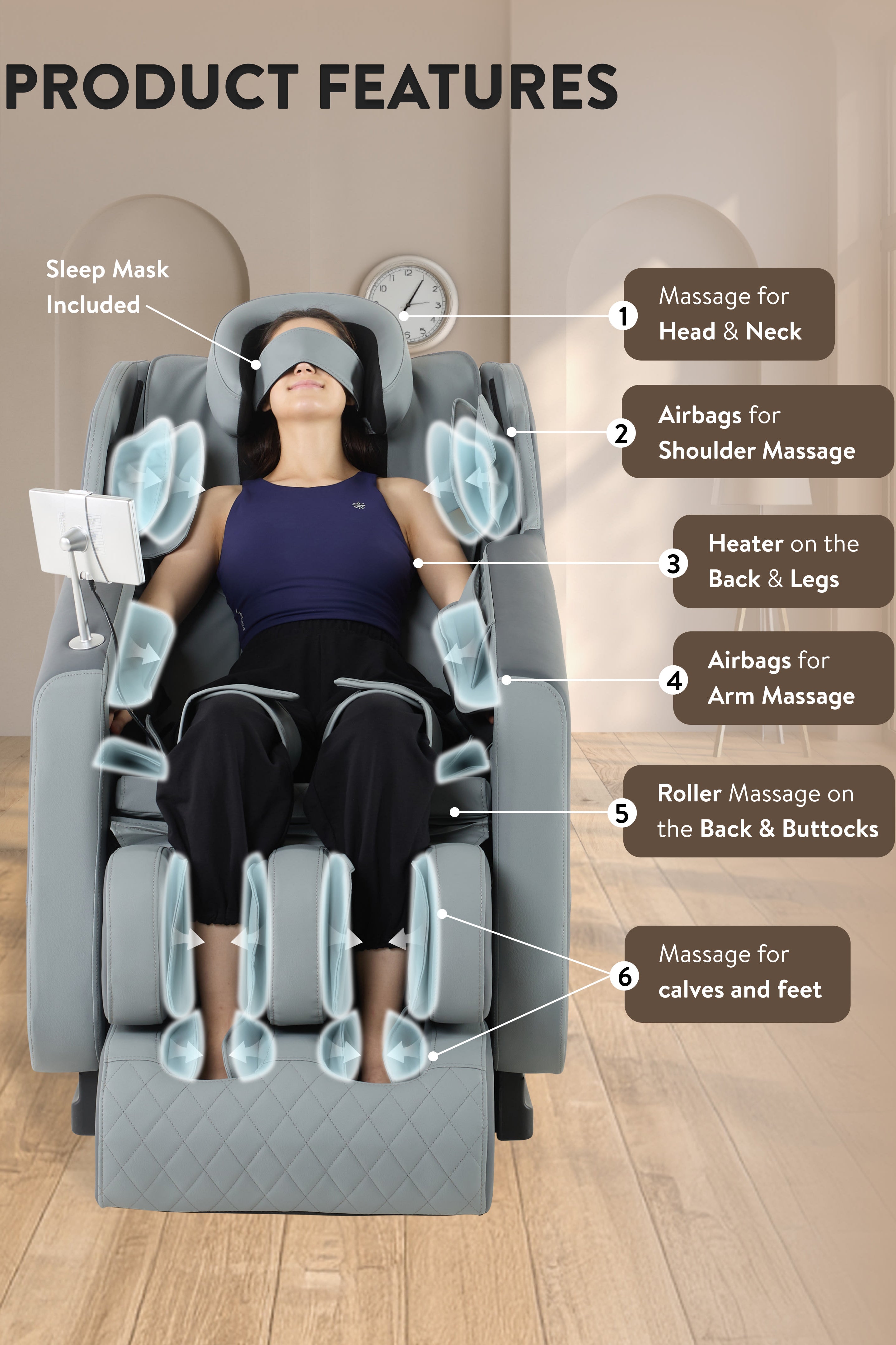 Cult Harmony Massage Chair with Fixed Point Massage Technique and Bluetooth AI Voice Function for Full Body Massage At Home