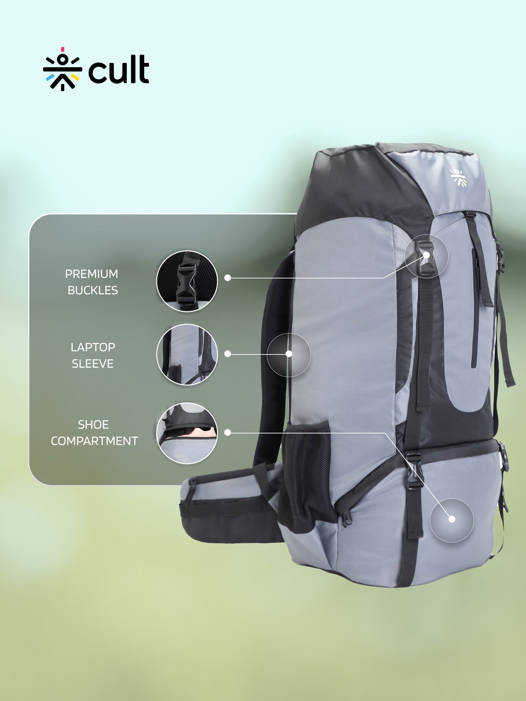 Travel Rucksack 80 L Grey