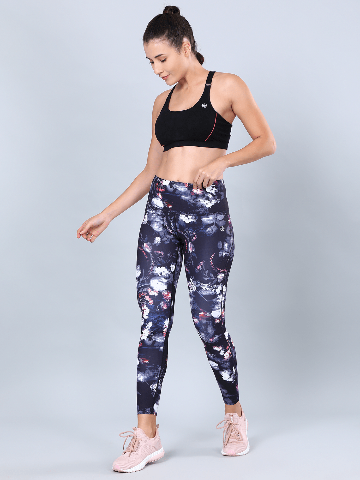 AbsoluteFit Black Floral Workout Leggings