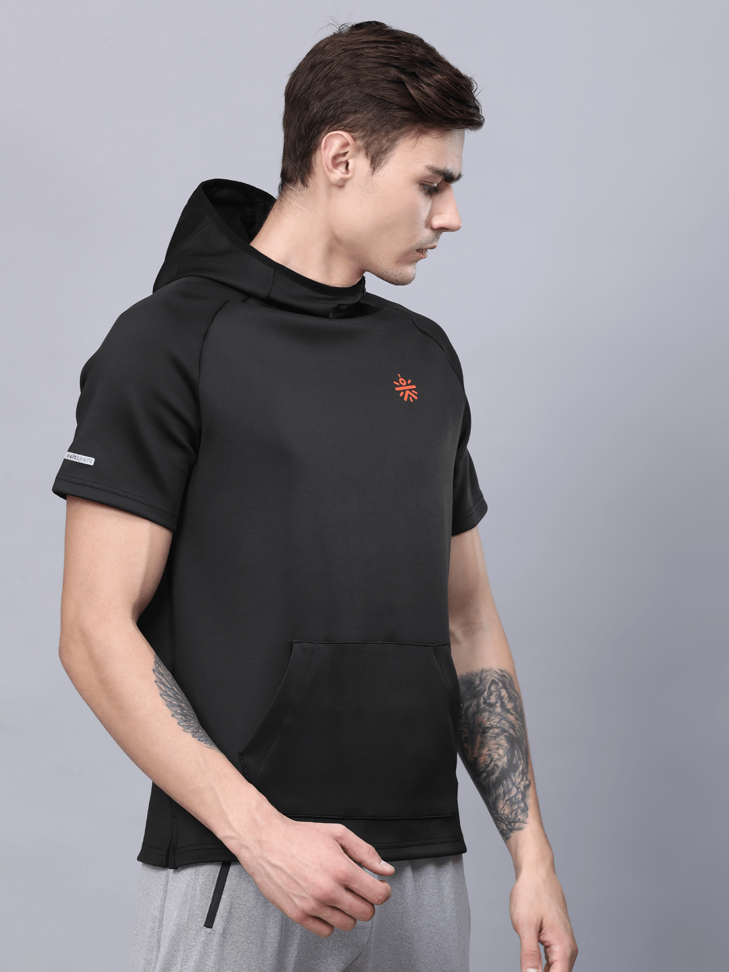 Abstract Hood Black Workout Tee