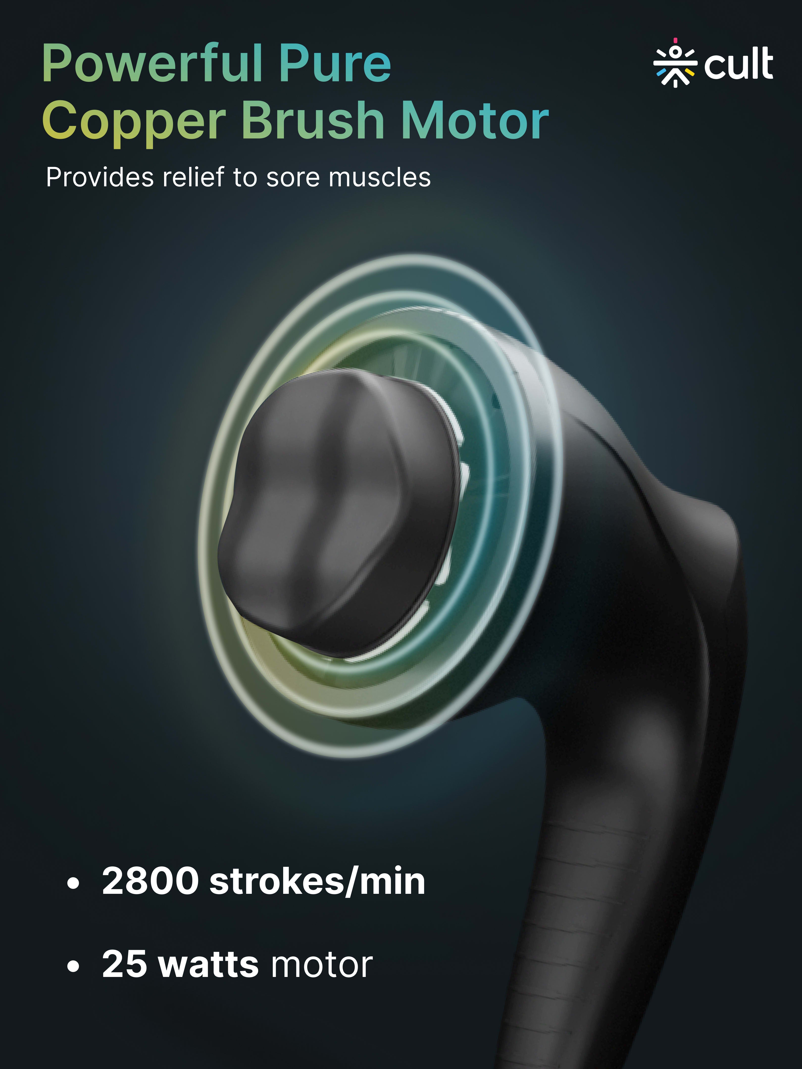 Cult Deep Sense Corded Electric Hammer Full Body Massager with 4 Interchangeable Heads +1 Protective Mesh Cover and Adjustable Speed Settings for Pain Relief and Relaxation.