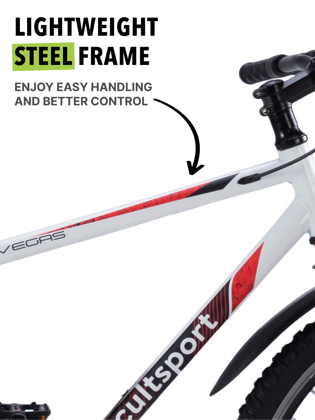 Vegas White Steel Single Speed Cycle 26 inch City Bike with Double Wall Rim and Rigid Fork