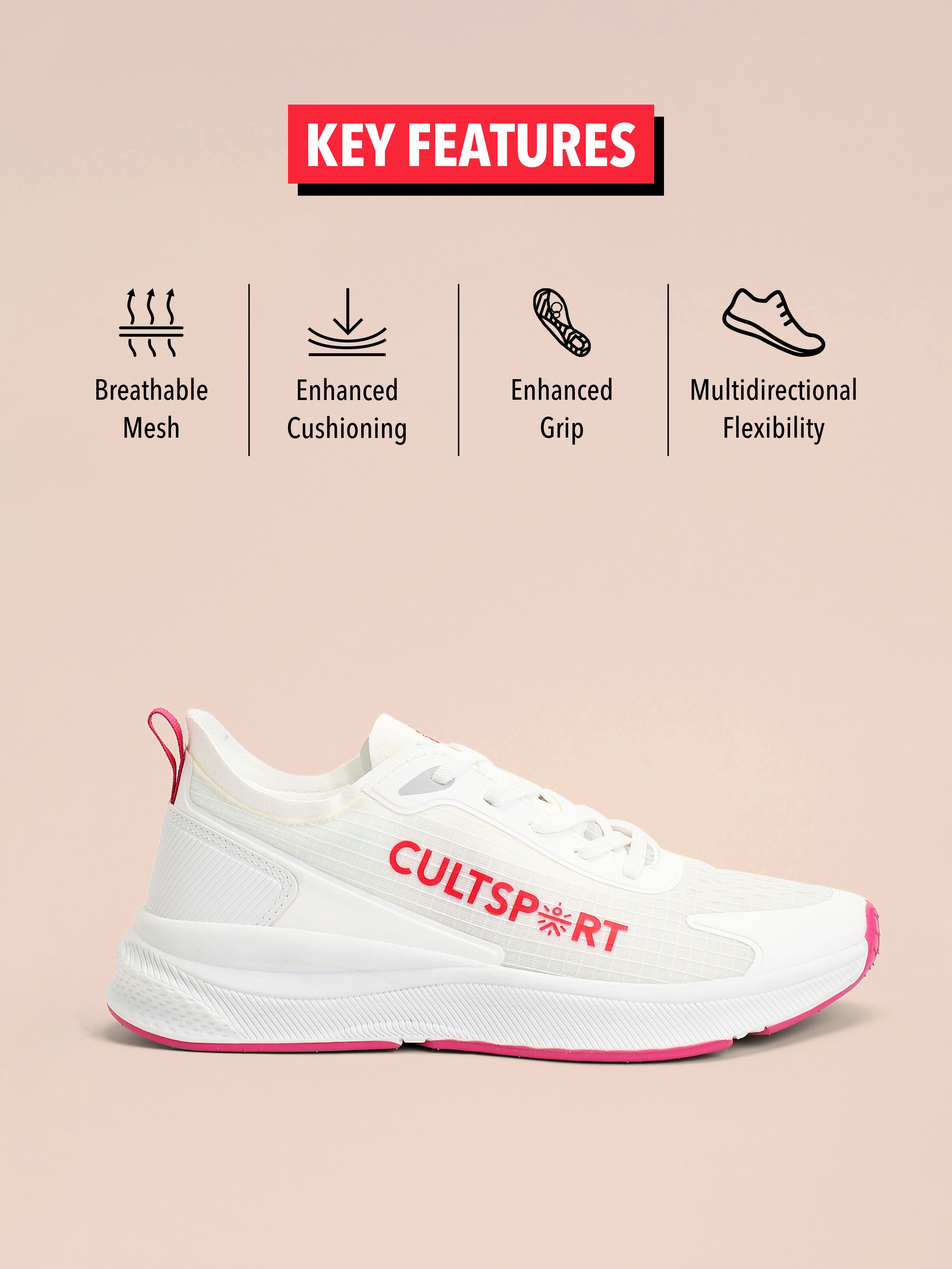 cult Comfort Women Running Shoes - White/Red