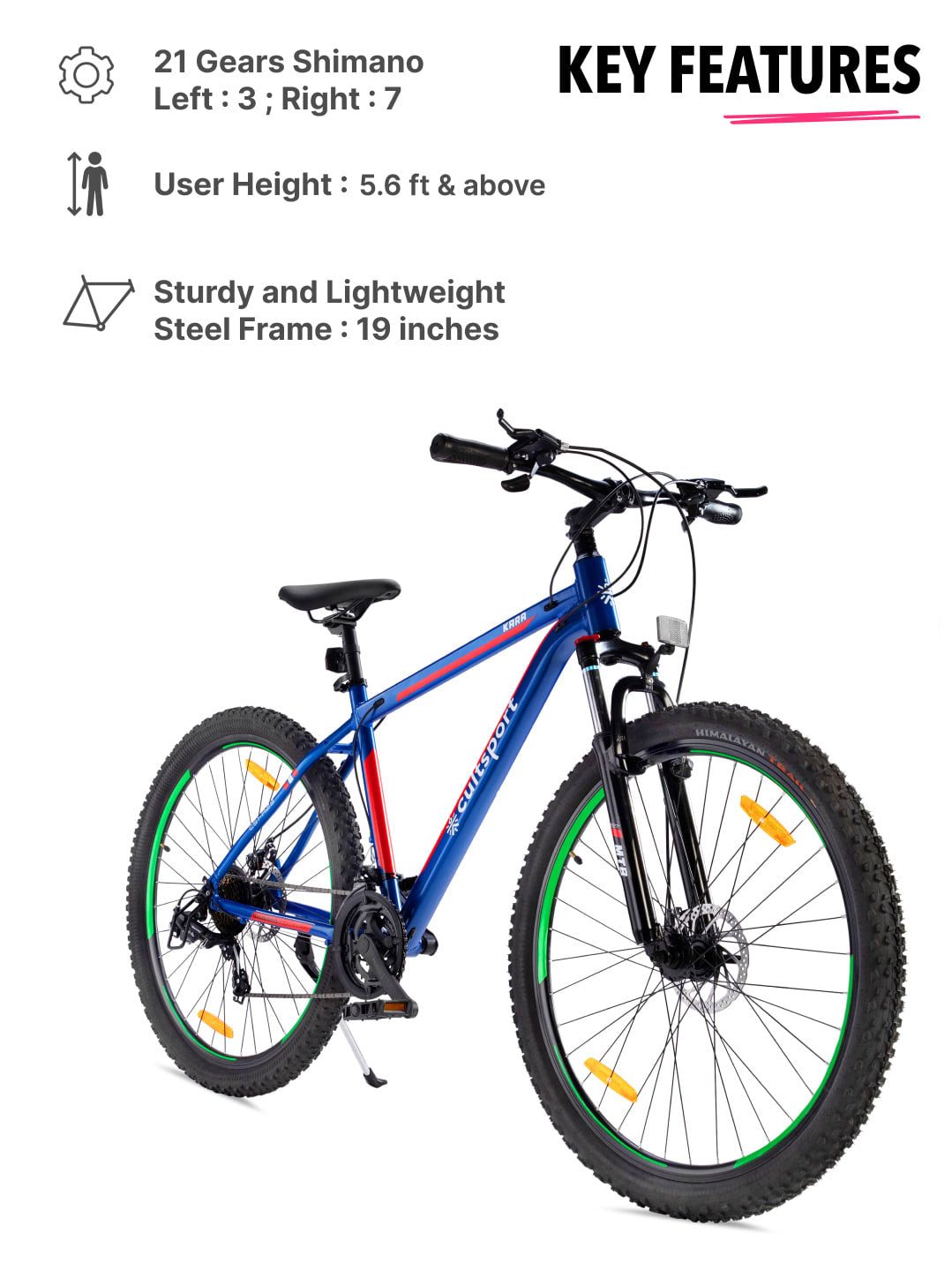 KARA29TBLUE Alloy 21 Speed Shimano Gear 29 inch Mountain Cycle with Dual Disc Brake and Front Suspension