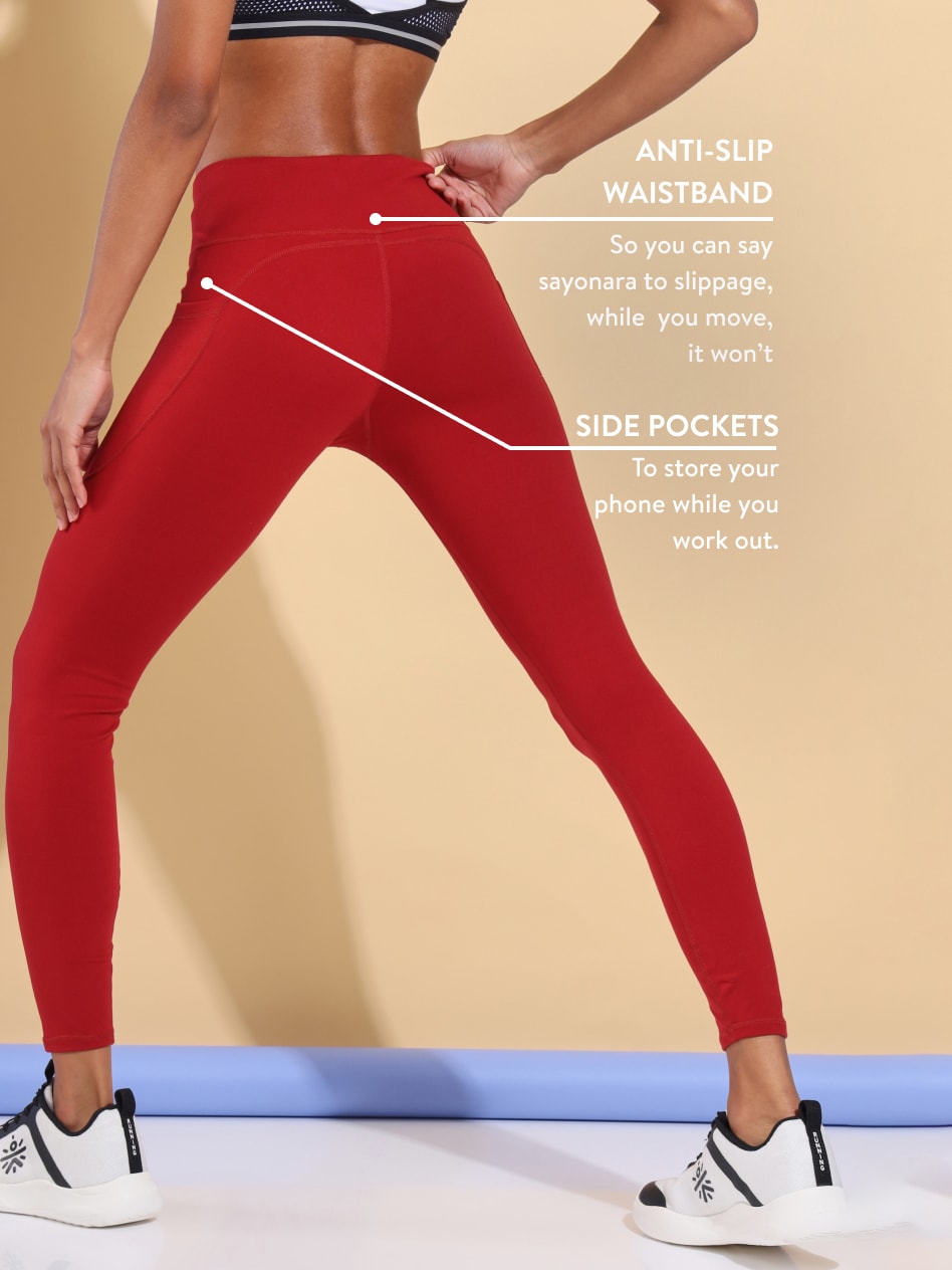 AbsoluteFit Essential Red Tights With Pockets