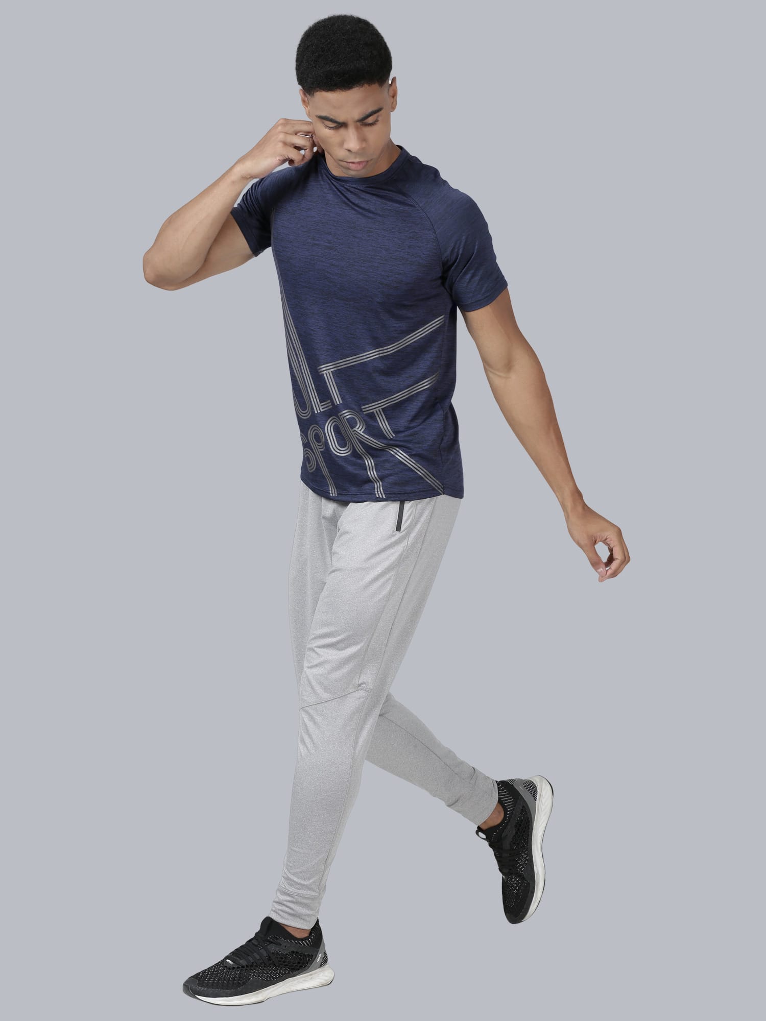 Metallic Network Navy Gym Tee