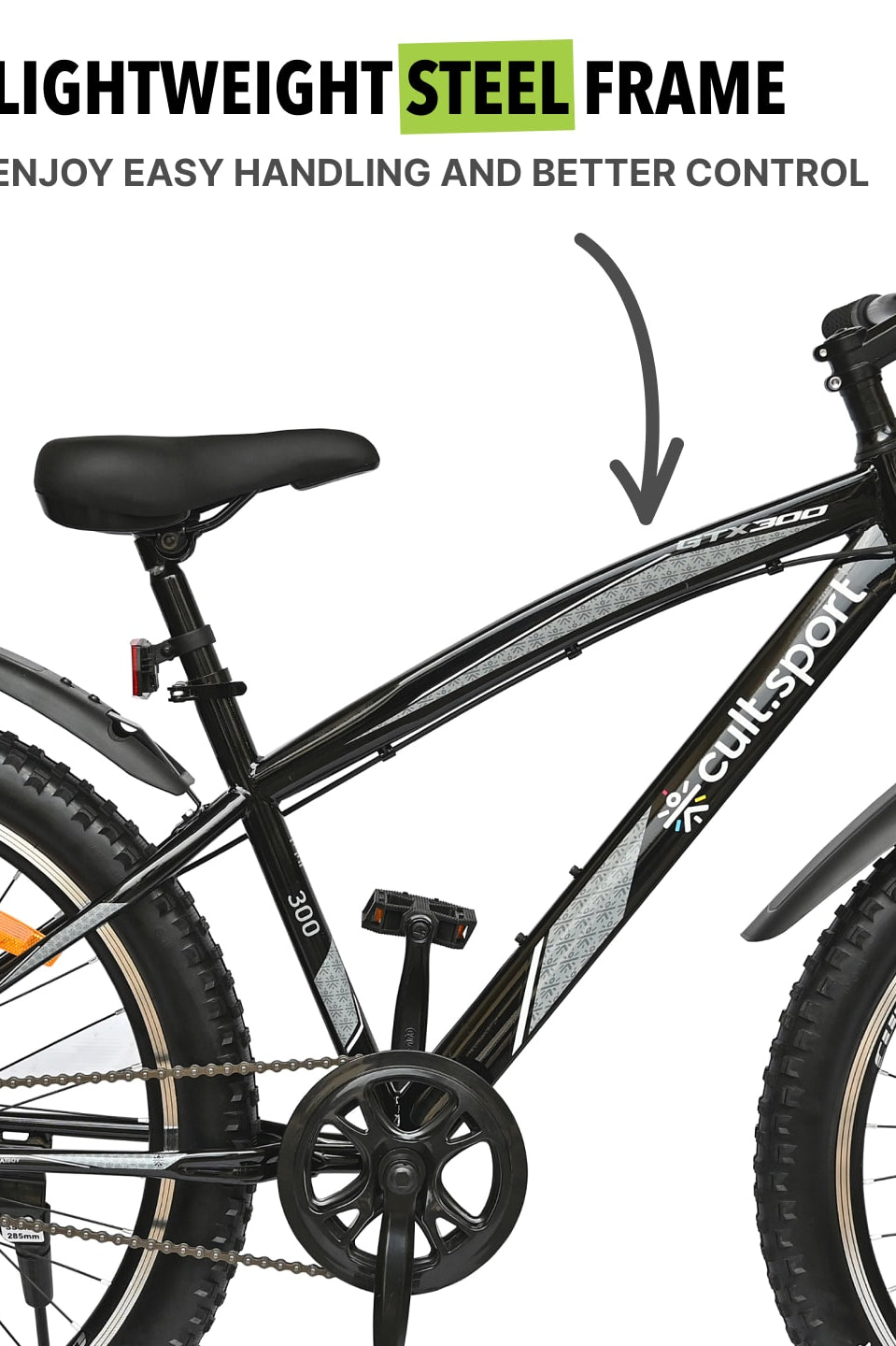 GTX30026TBLACK Steel Single Speed 26 inch Mountain Cycle, Front Suspension and Double Wall Alloy Rim,