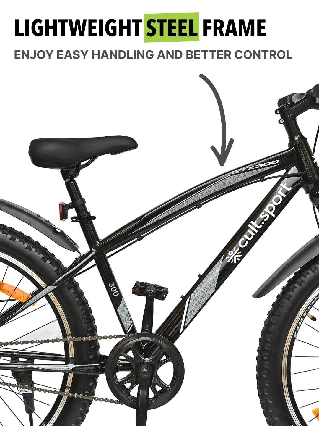 GTX30026TBLACK Steel Single Speed 26 inch Mountain Cycle, Front Suspension and Double Wall Alloy Rim,