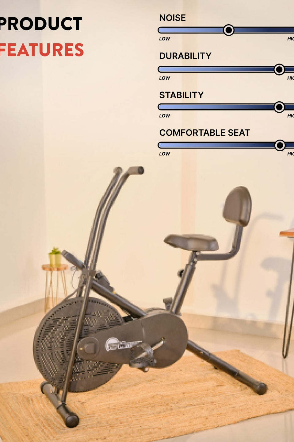 RPM1001 with Backrest & Upright Stationary Exercise Bike (6 Months extended Warranty only on Cultsport.com)