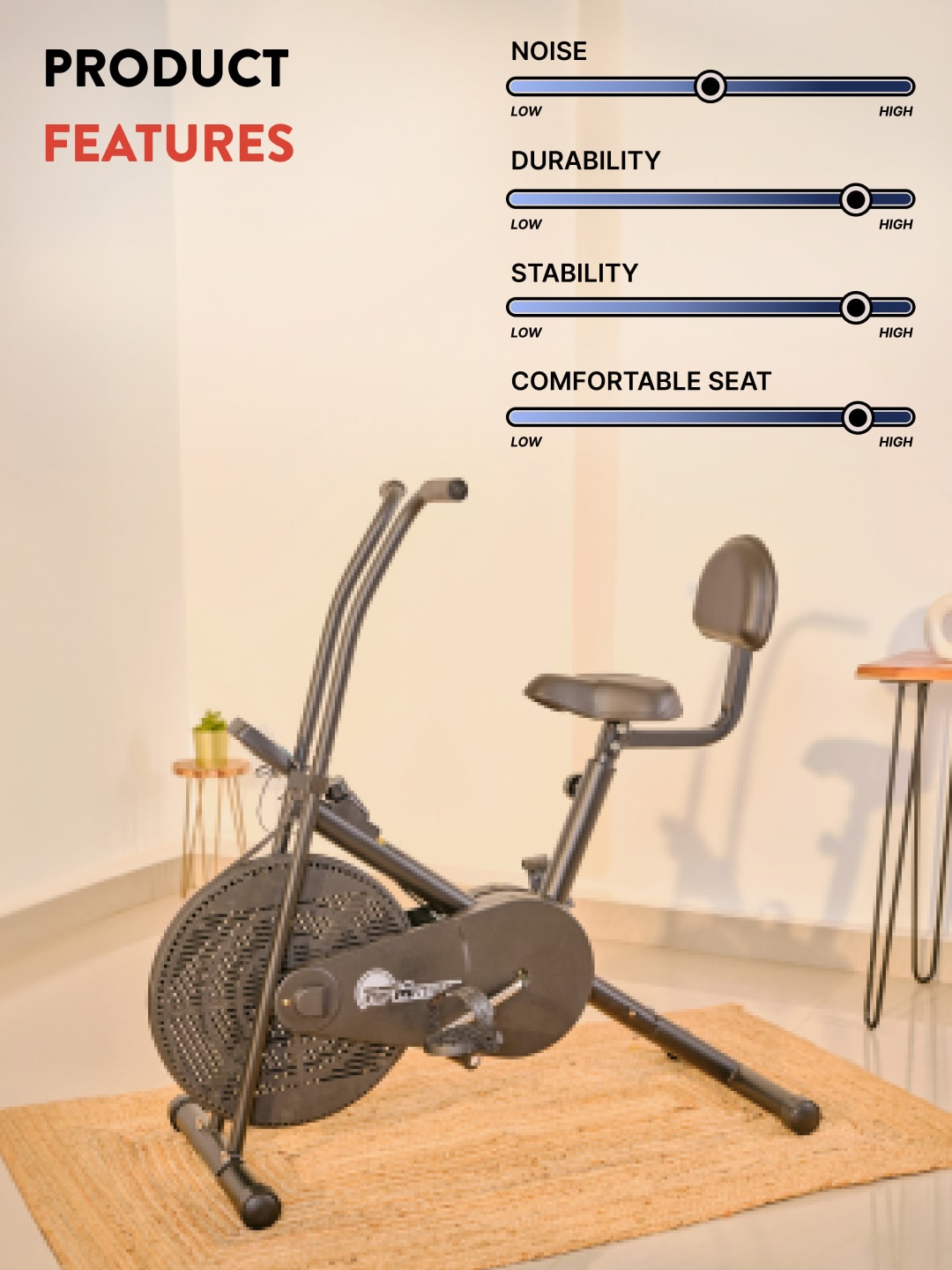 RPM1001 with Backrest & Upright Stationary Exercise Bike (6 Months extended Warranty only on Cultsport.com)