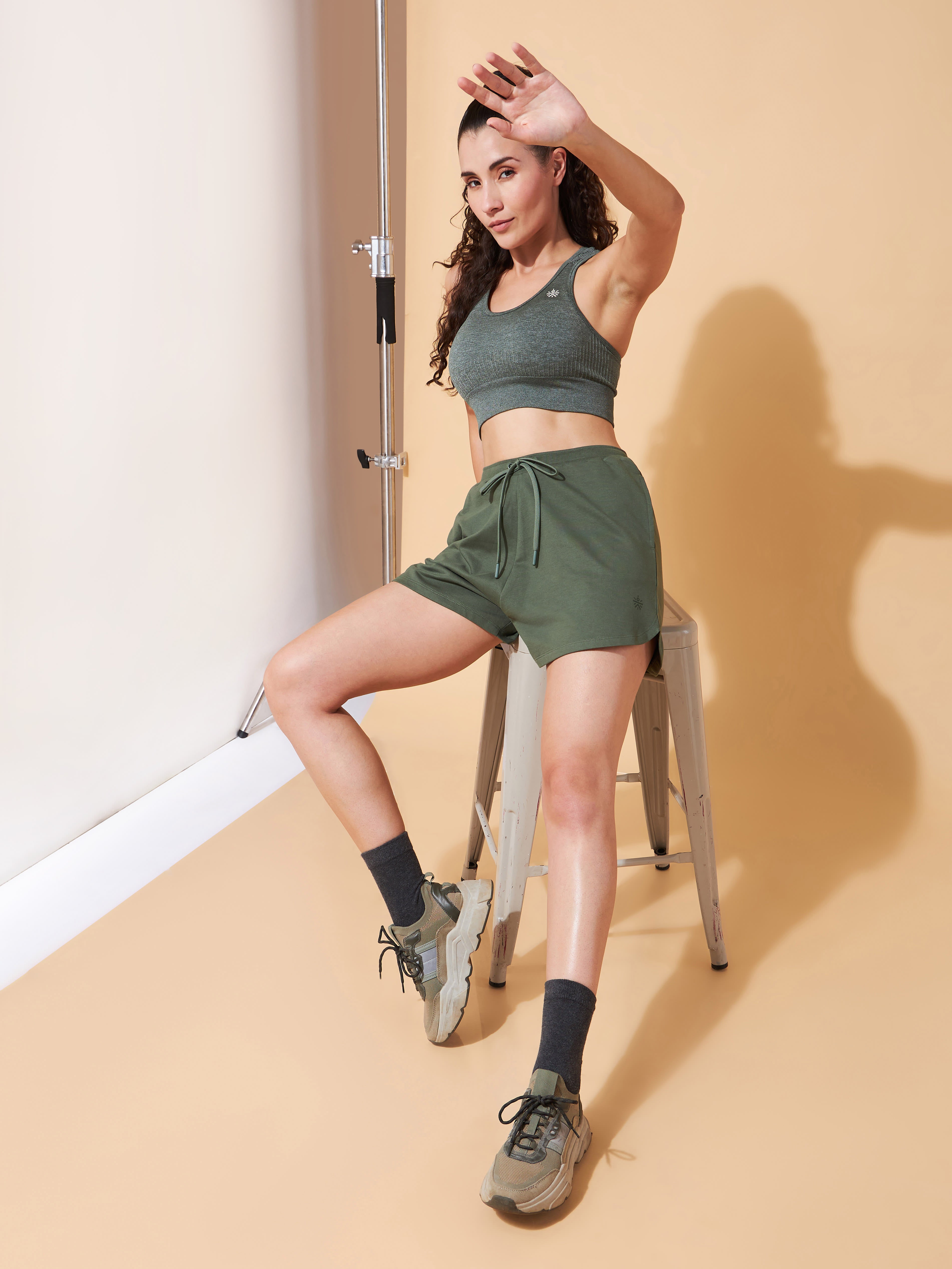 Women Leisure Shorts - Olive