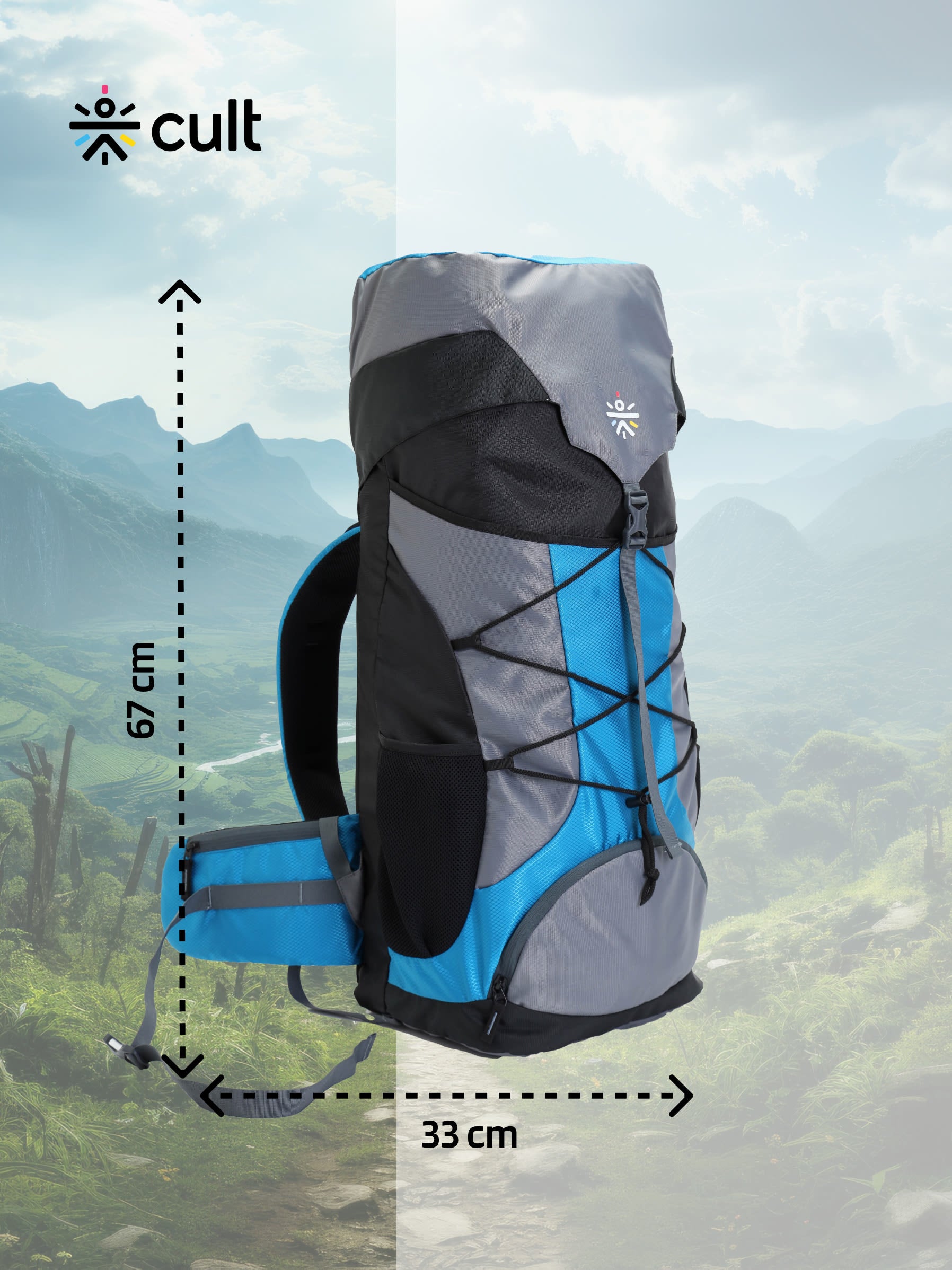 Travel Trekking Rucksack 60 L Blue