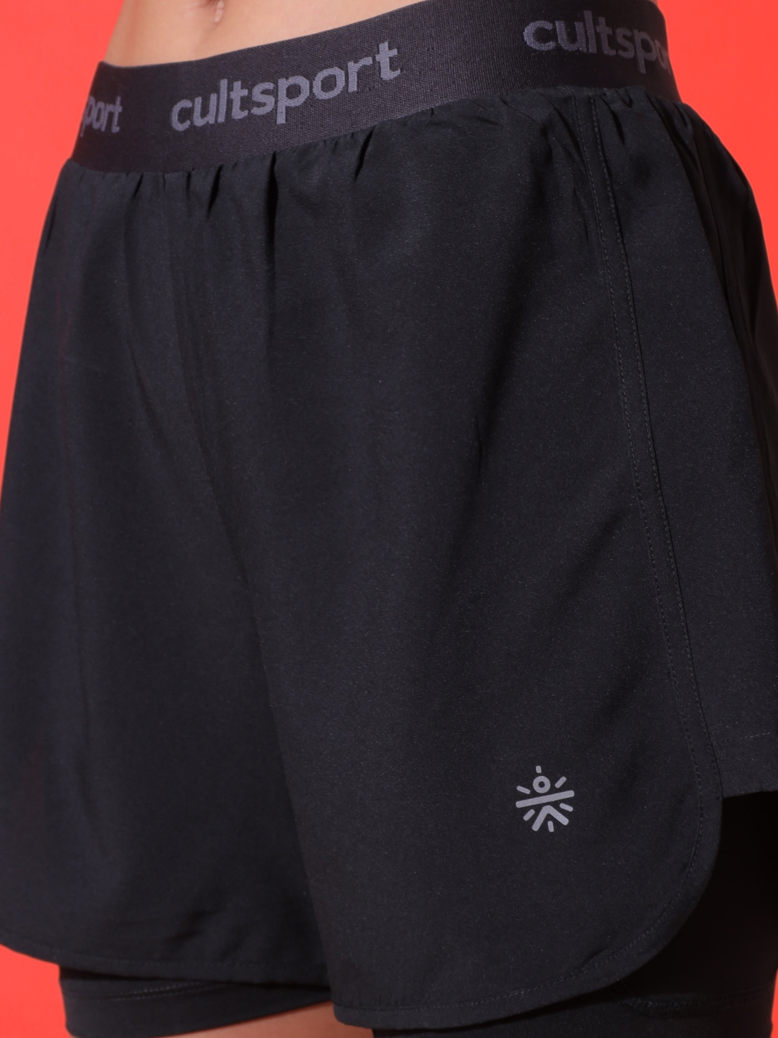 Solid Workout Shorts with Inner Tights