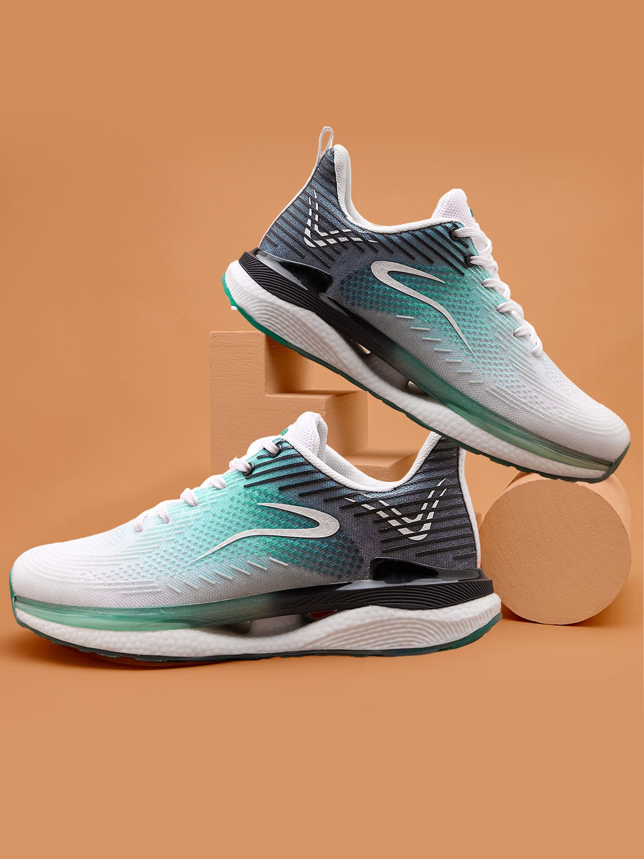 Avant Men's BounceMax Walking Shoes - White/Grey/Green