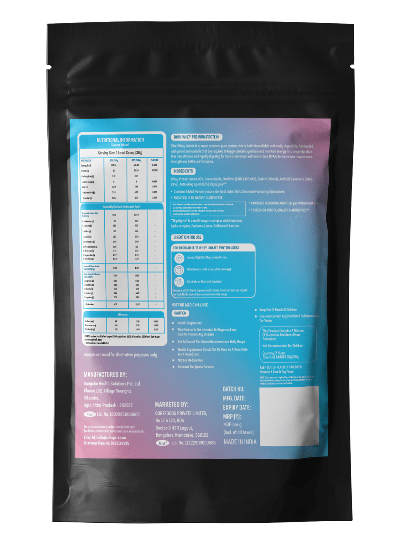 Cultsport Elite Whey Isolate Protein, 30g