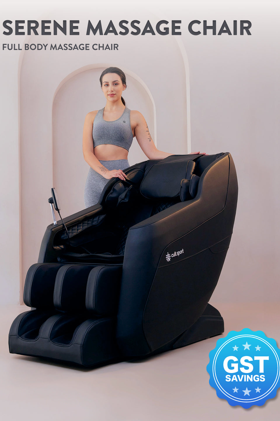Cult Serene Massage Chair | Zero Gravity with Voice Guide & Bluetooth | 9 Preset Massage Programs | Smart Touch Screen