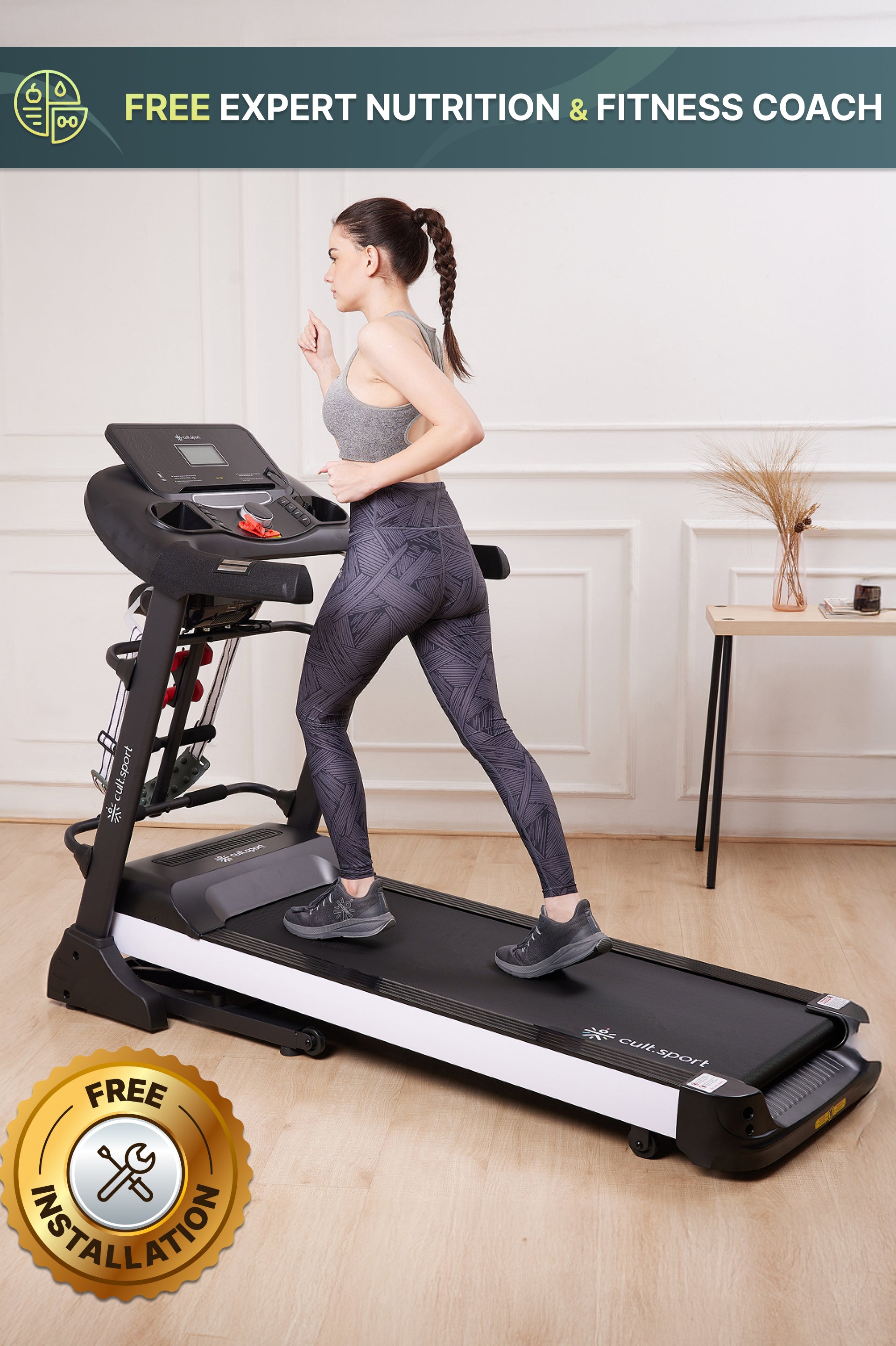 Smartrun Canoas 5.5 HP Peak Treadmill | 15-level Auto-Incline & Massager | Max Weight-130kg | Max Speed-16kmph (with 6 Months Extended Warranty)