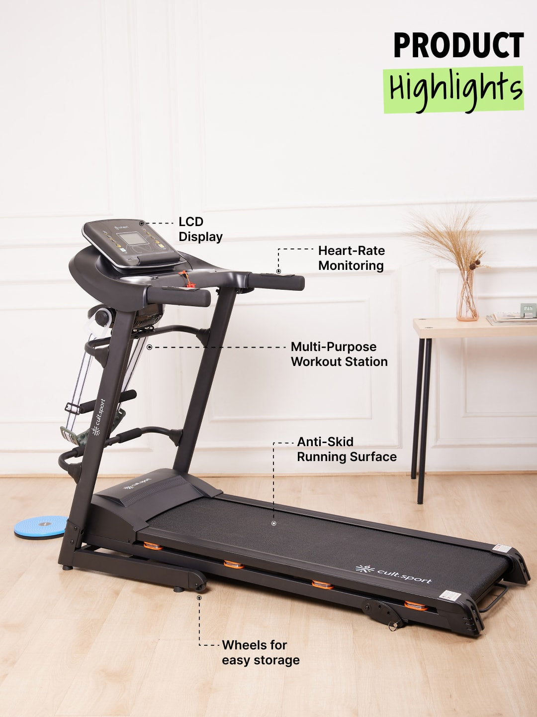 Smartrun Cairo 4 HP Peak Treadmill | 3-level Manual-Incline & Massager | Max Weight-110kg | Max Speed-14.8kmph (with 6 months extended warranty)