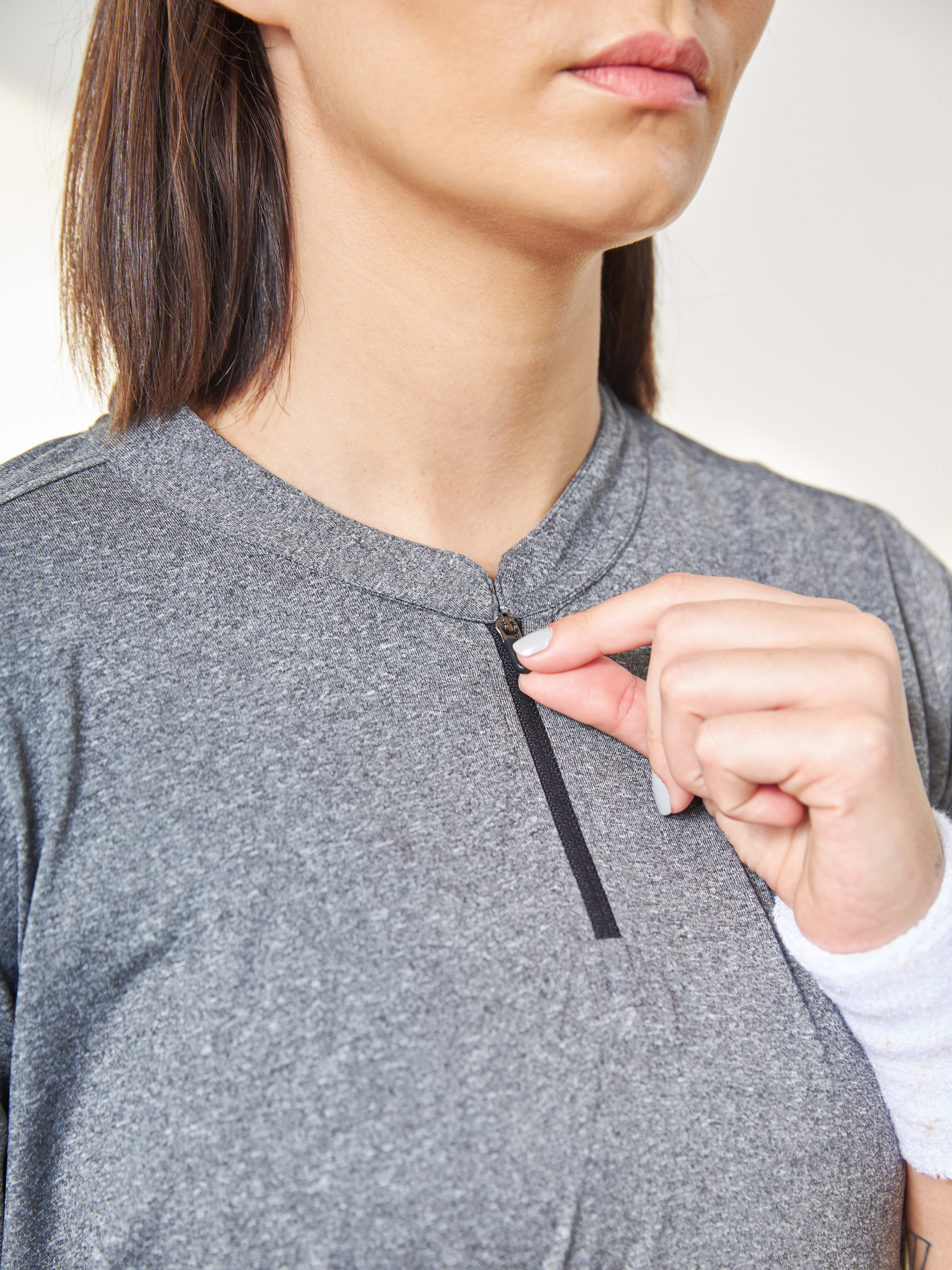 Solid Activ-Kurti with Side Pocket For Women - Grey