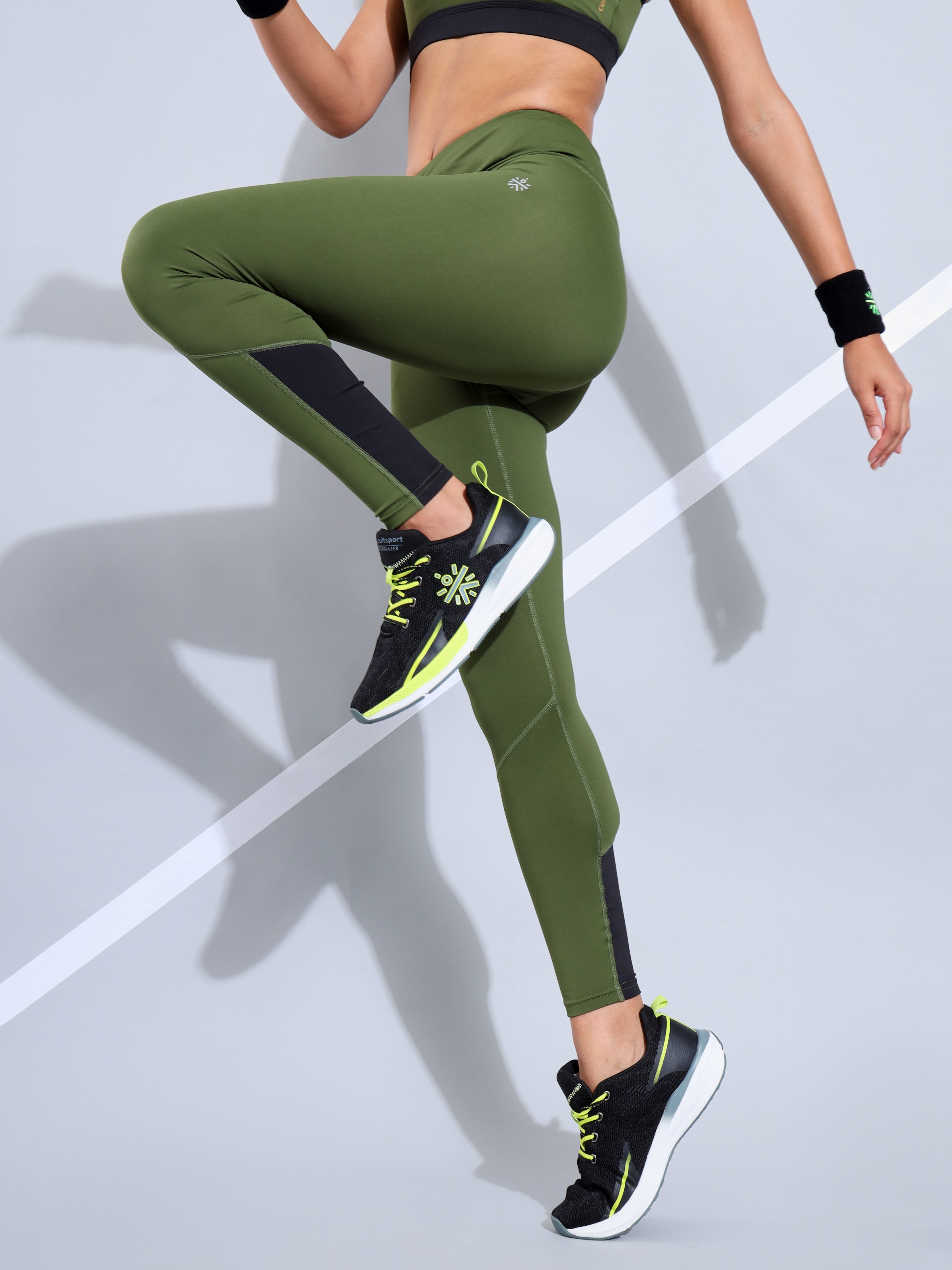 Olive Absolute Fit Tights with Back Pocket