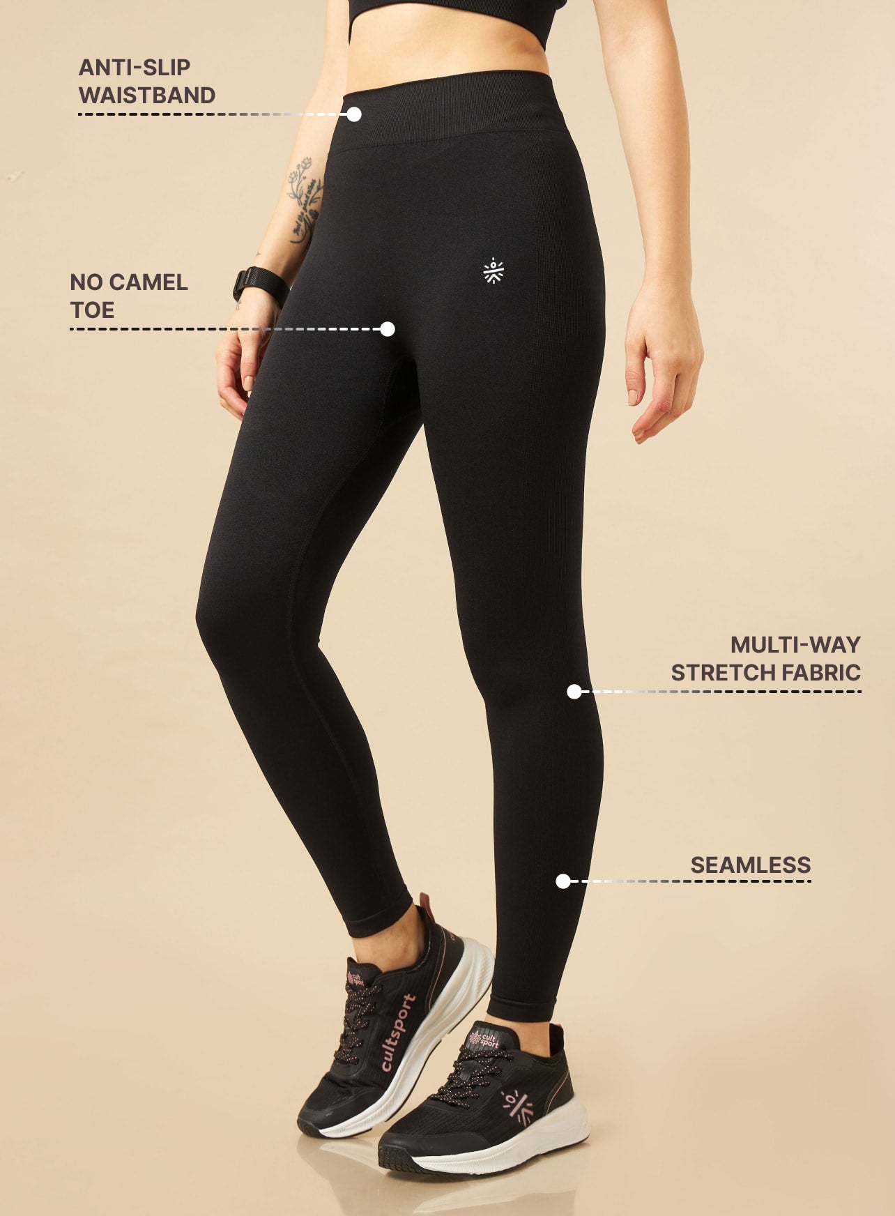 Black Seamless Sports Tights