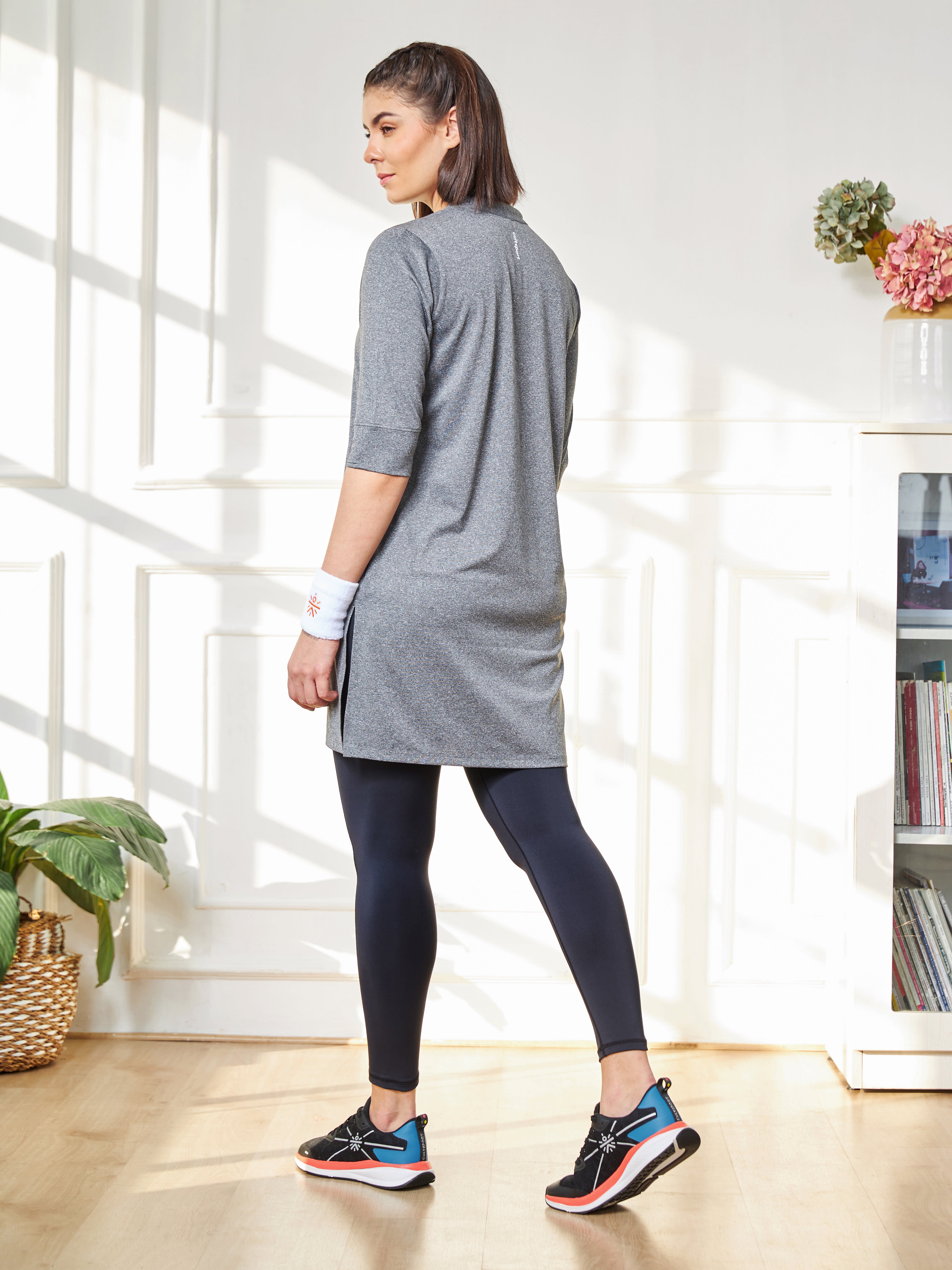 Solid Activ-Kurti with Side Pocket For Women - Grey