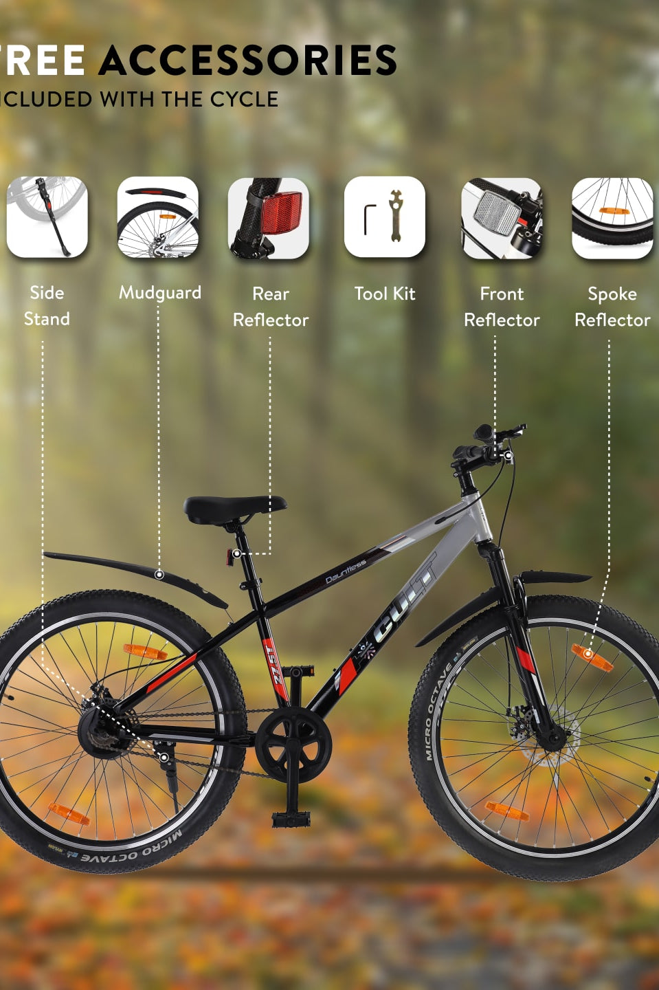 DAUNTLESS27.5TSILVERBLACK Steel Single Speed 27.5 inch Mountain Cycle, Dual Disc Brake, Front Suspension, Double Wall Rim