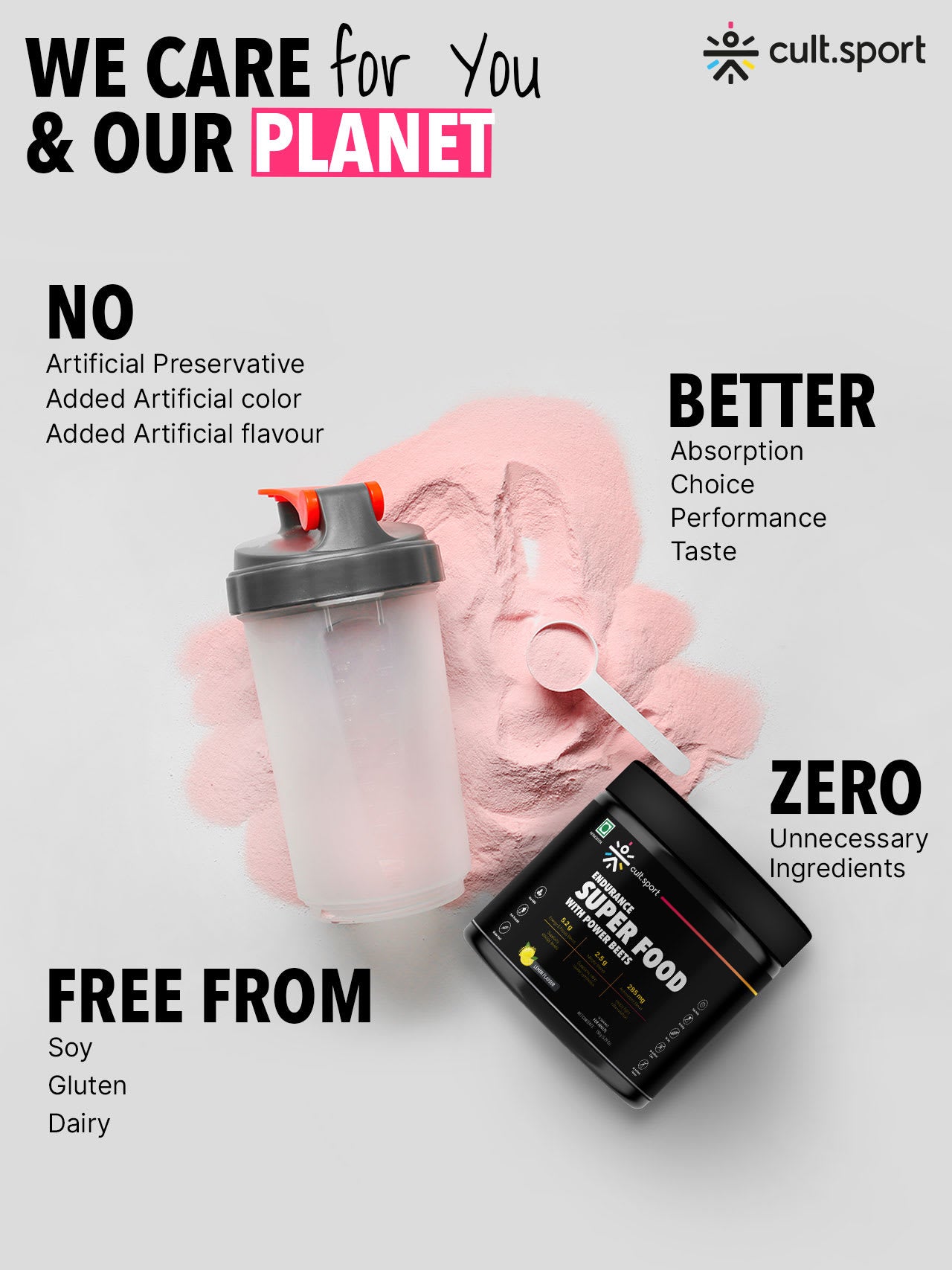 Cultsport Endurance Superfood With Power Beets | Beetroot Extract | Antioxidants | Nitrate Blend | L-Carnitine, L -arginine, Dextrose, etc. | No Artificial Colour | No Artificial Flavour