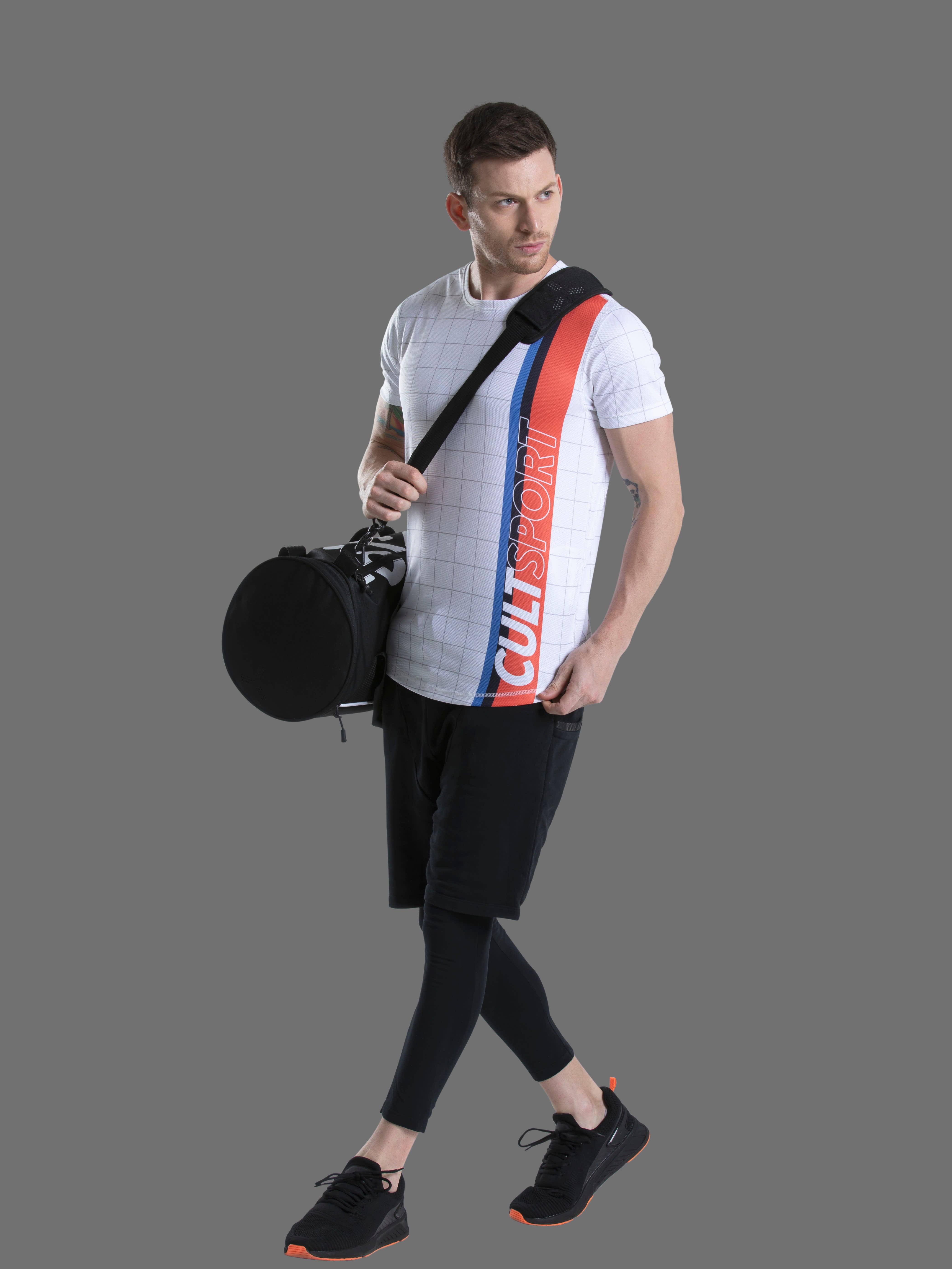 Gridwork White Slim Street Tee