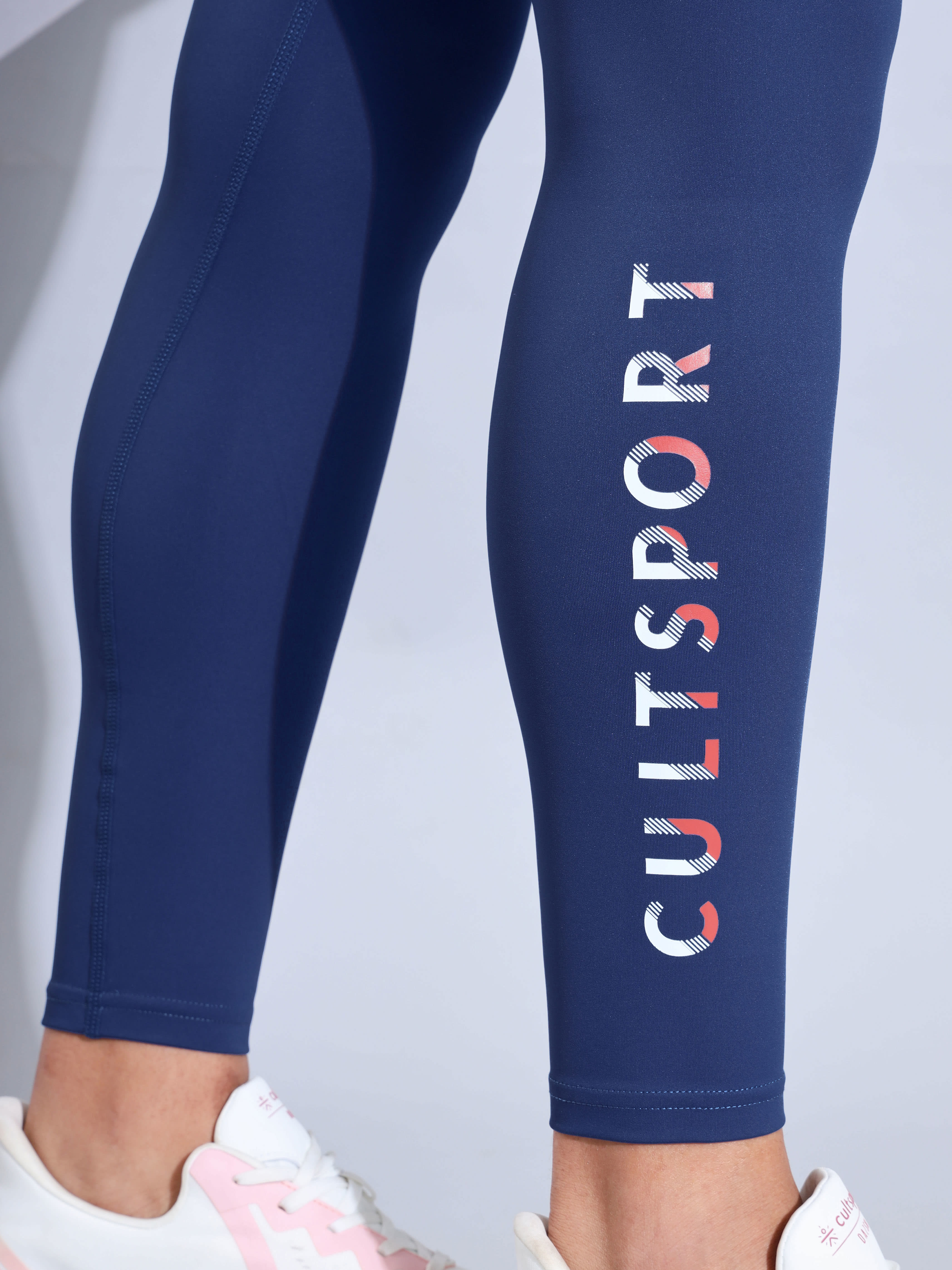Navy Absolute Fit Tights with Graphic Design and Back Pocket