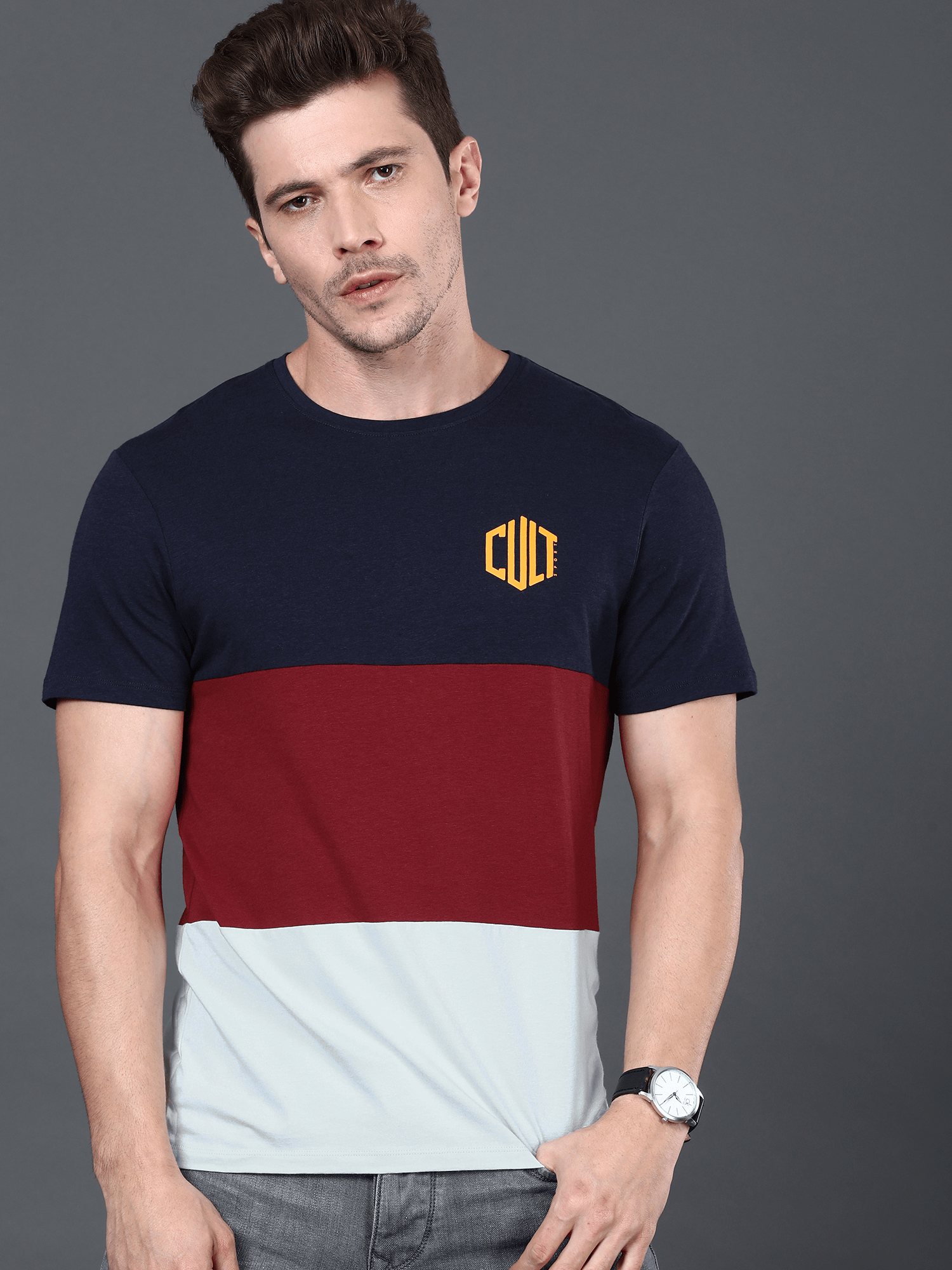 Bamboo Snug Navy Burgundy Casual Tee