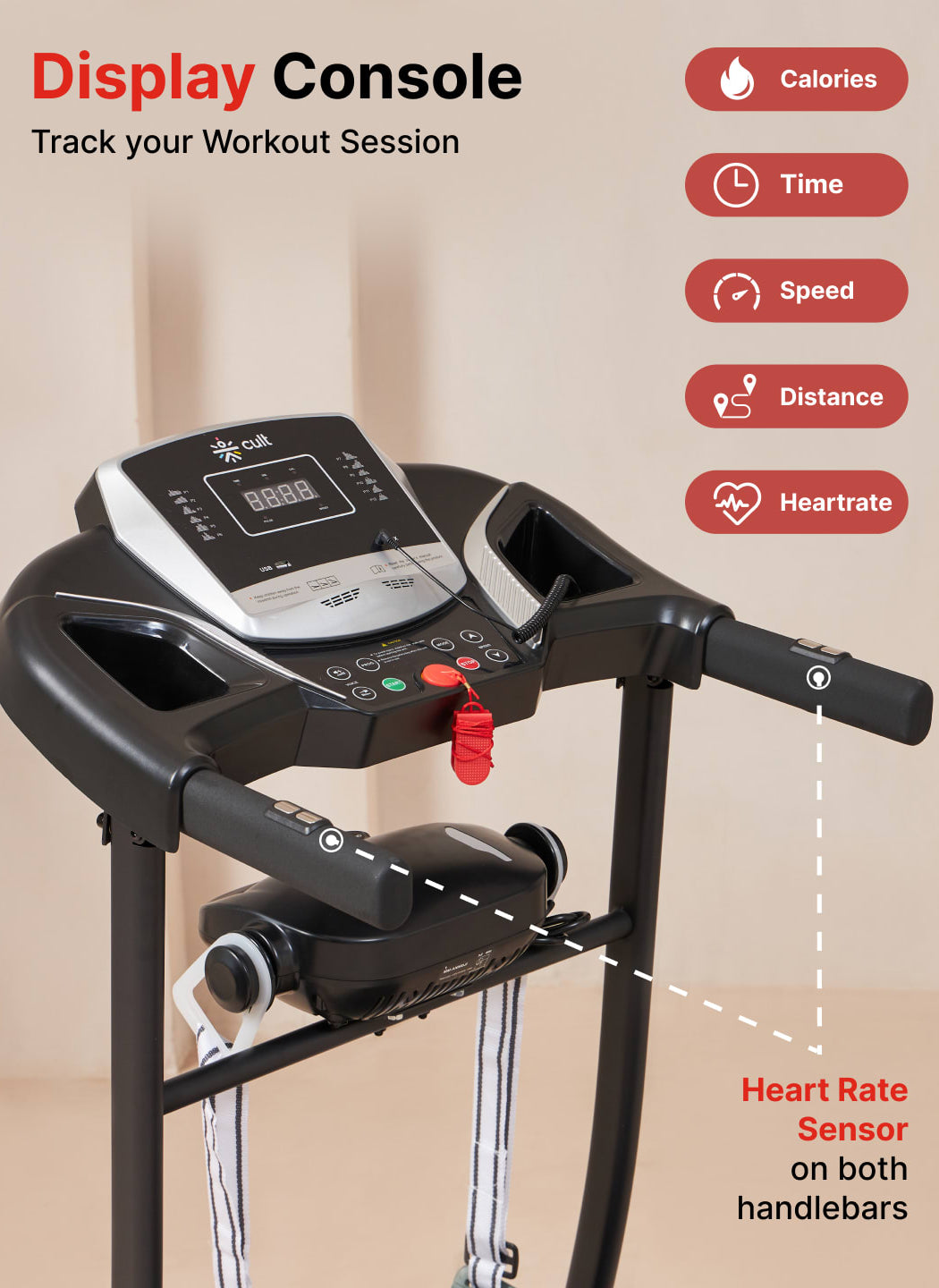 Cultrun M3.0 3HP Peak Treadmill | 3-level Manual-Incline | Max Weight-100kg | Max Speed-10 kmph (with 6 months extended warranty)