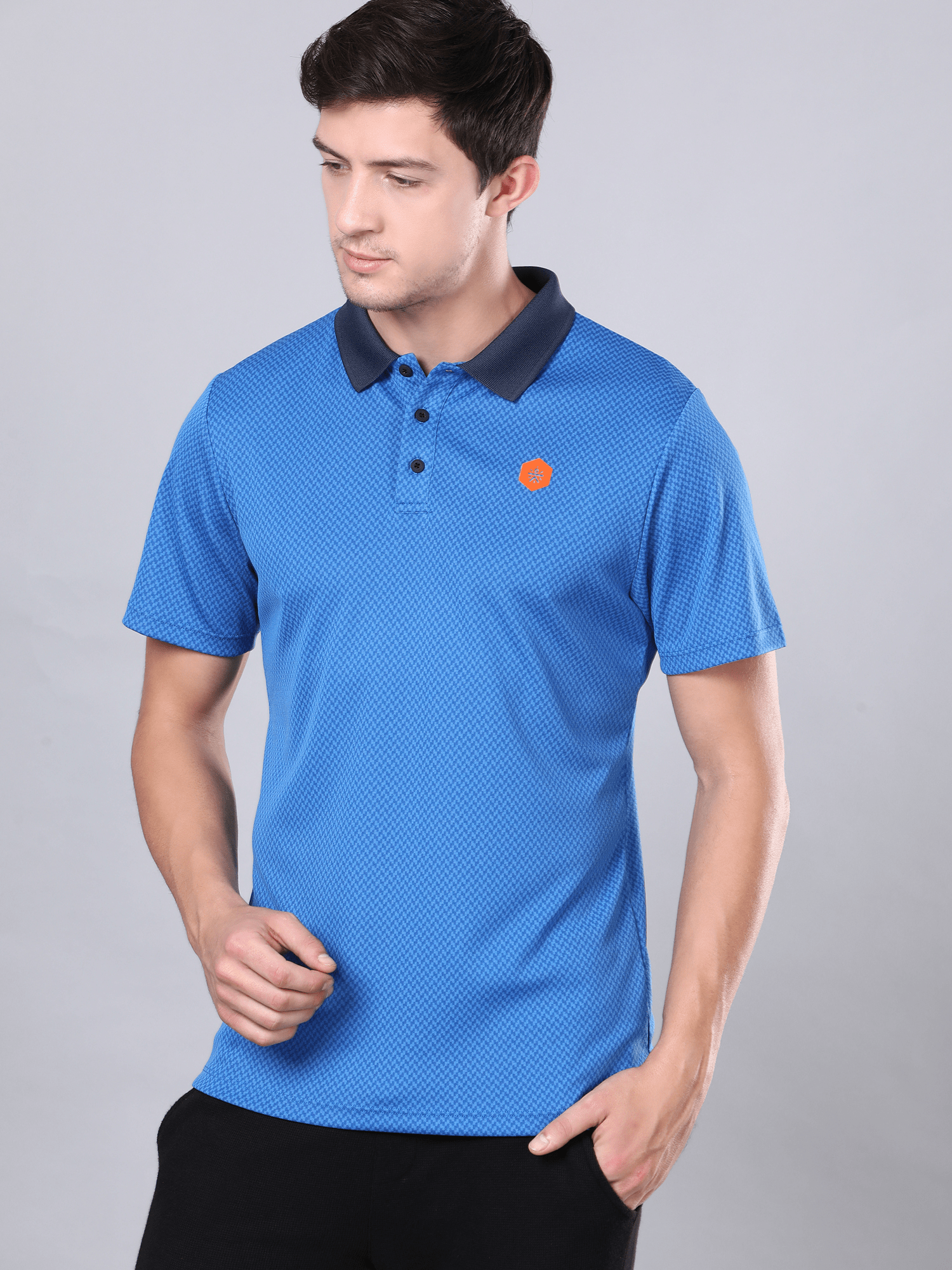Signature Micro Prints Blue Polo