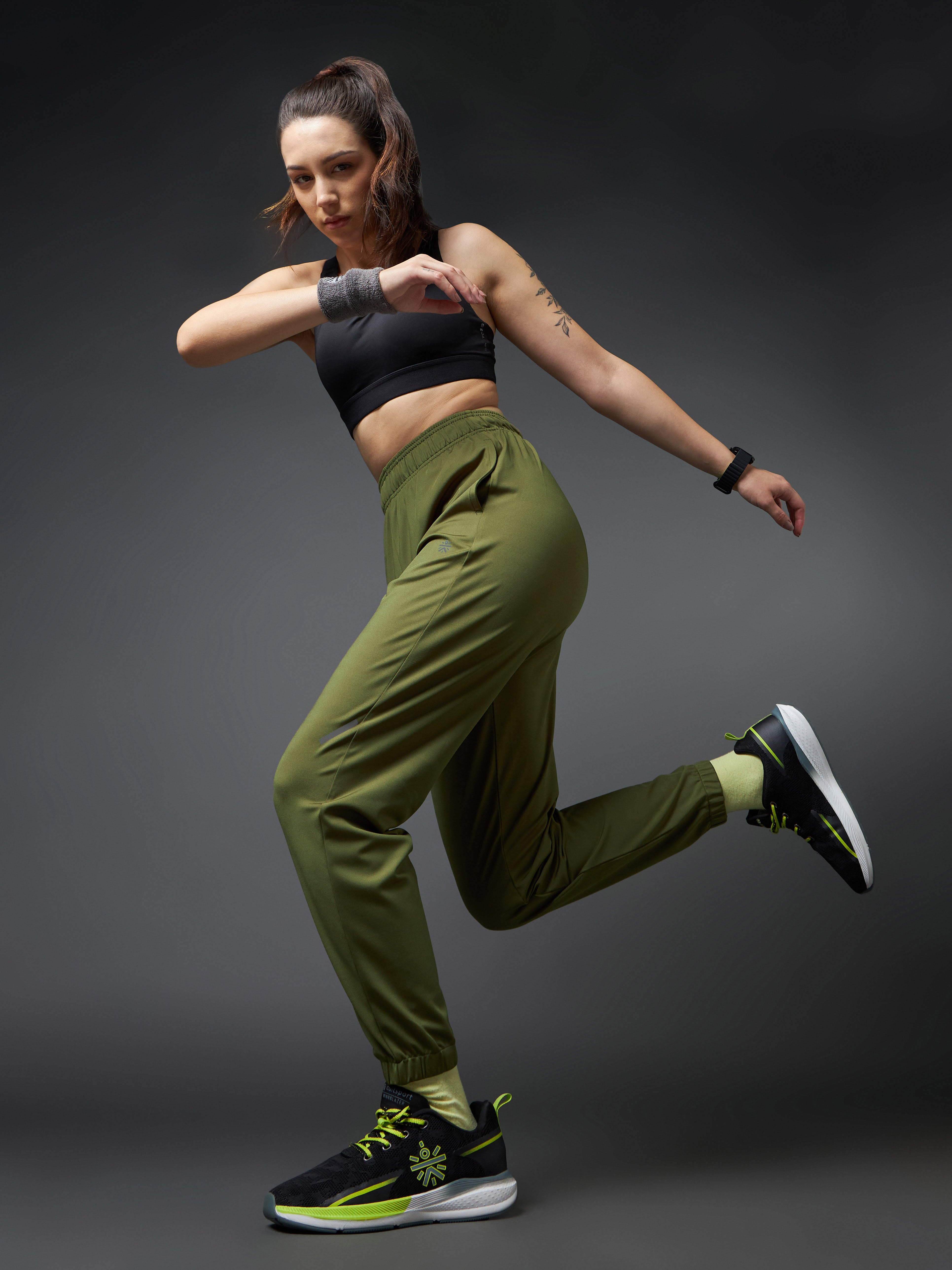 Women's Olive Iconic Running Joggers
