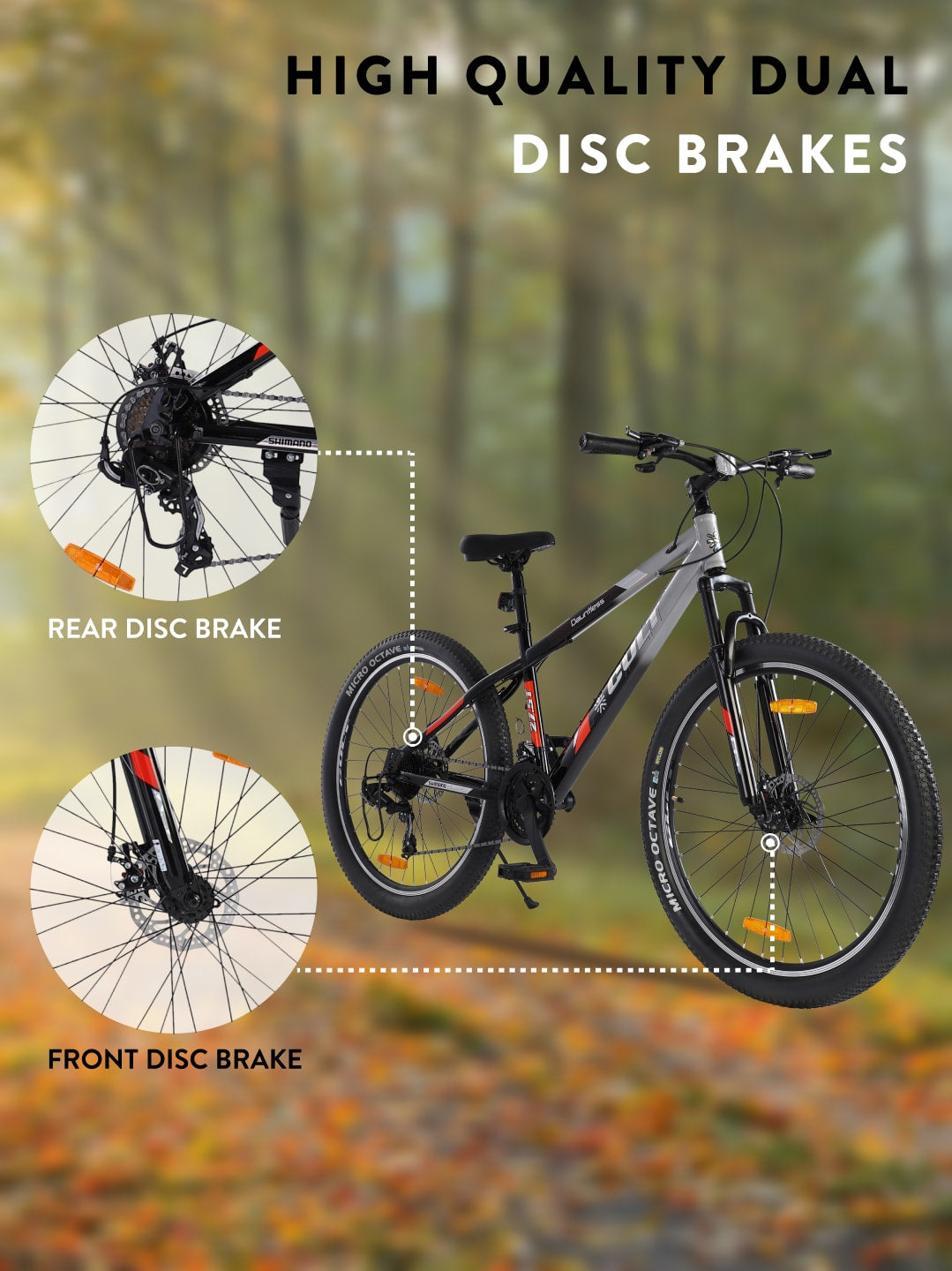 DAUNTLESS21S27.5TSILVERBLACK Steel 21 Speed Shimano Gear 27.5 inch Mountain Cycle, Dual Disc Brake, Front Suspension, Double Wall Rim