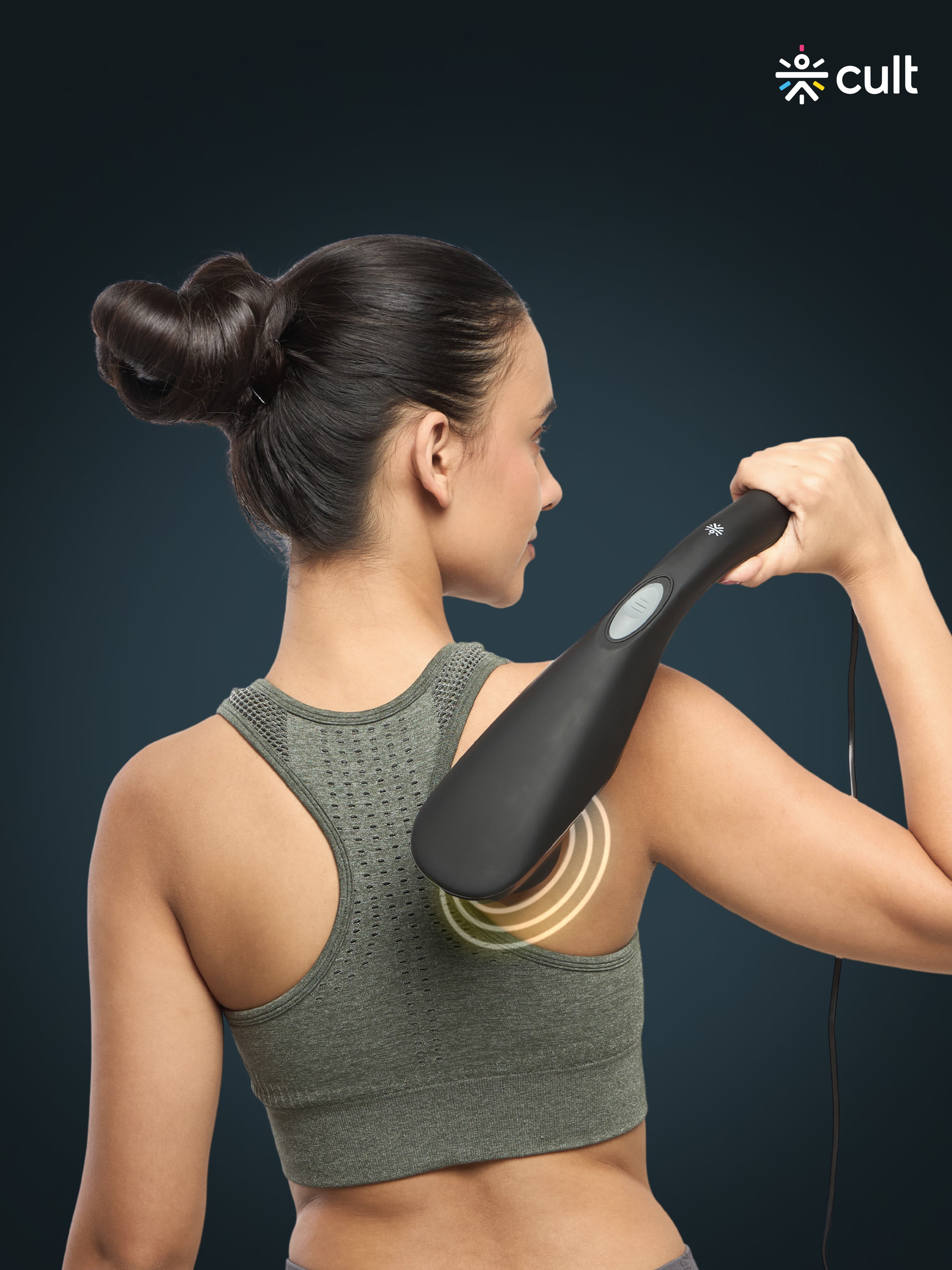 Cult Flex Corded Electric Handheld Full Body Massager with 4 Interchangeable Heads and Adjustable Speed Settings for Pain Relief and Relaxation