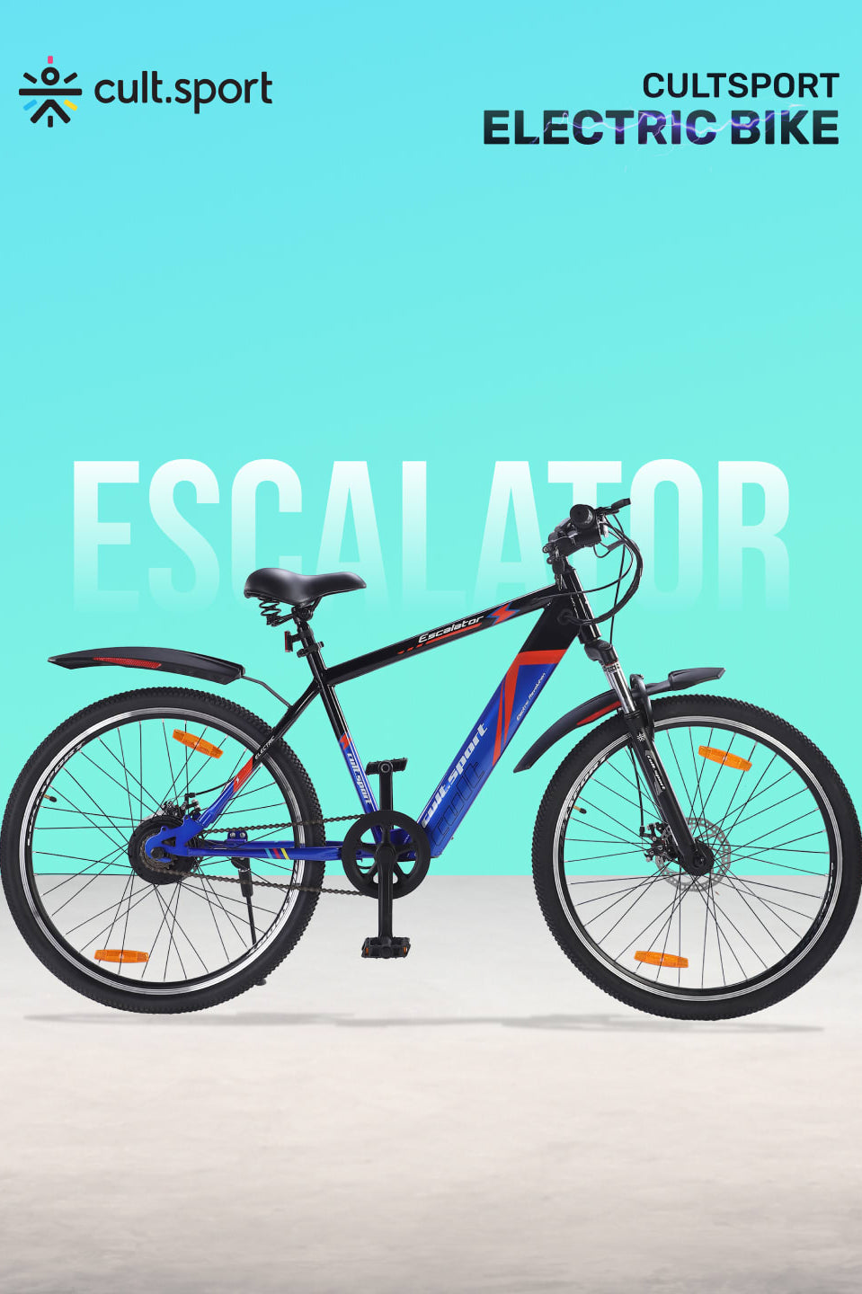 ESCALATOR 27.5T BLUE with 250W BLDC Motor| 4 Hours Fast Charge| 7.8 Ah Li-ion Battery| Up to 35 Km| 27.5 Inches Wheels| Single Speed Electric Cycle | Ideal for 15+ Years