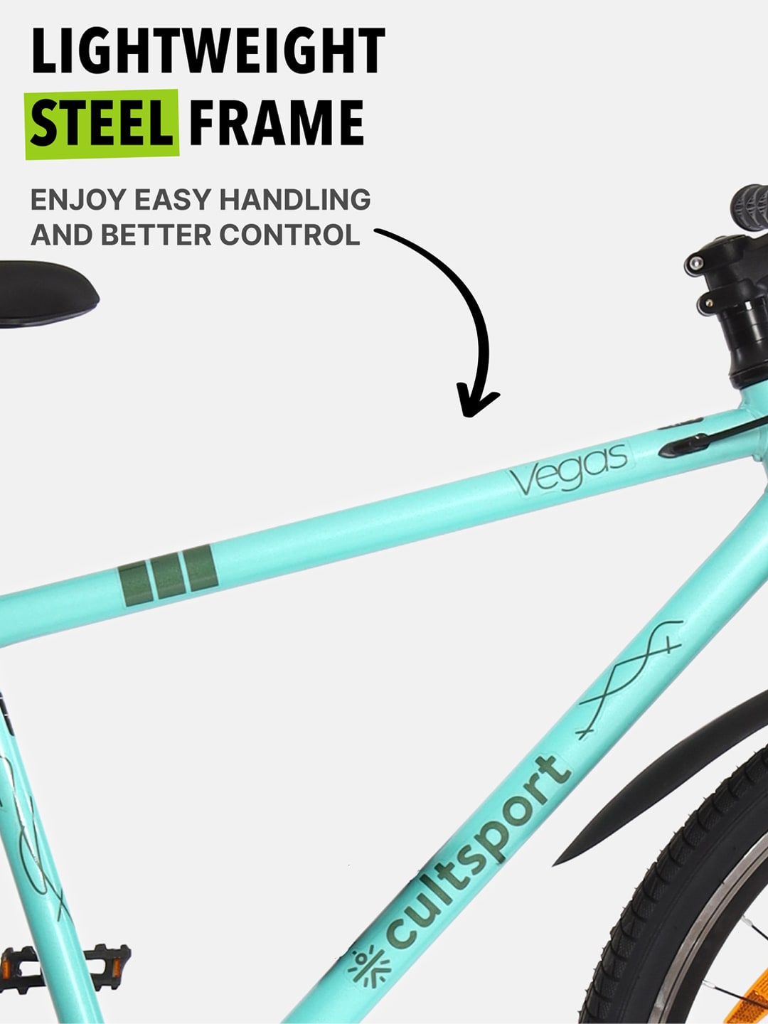 Vegas27.5Green Steel Single Speed Cycle 27.5 inch City Bike Double Wall Rim, Free Trainer Sessions, Cycling Event